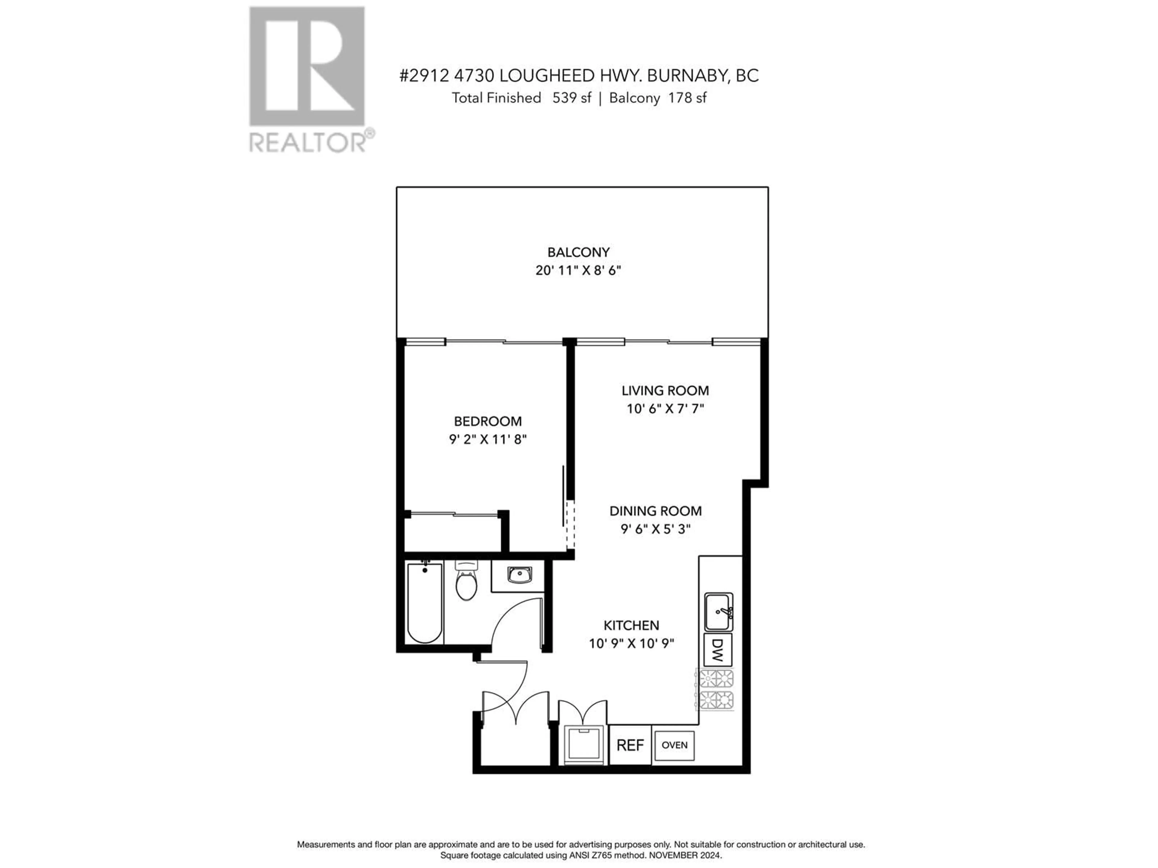 Floor plan for 2912 - 4730 LOUGHEED HIGHWAY, Burnaby British Columbia V5C0M9