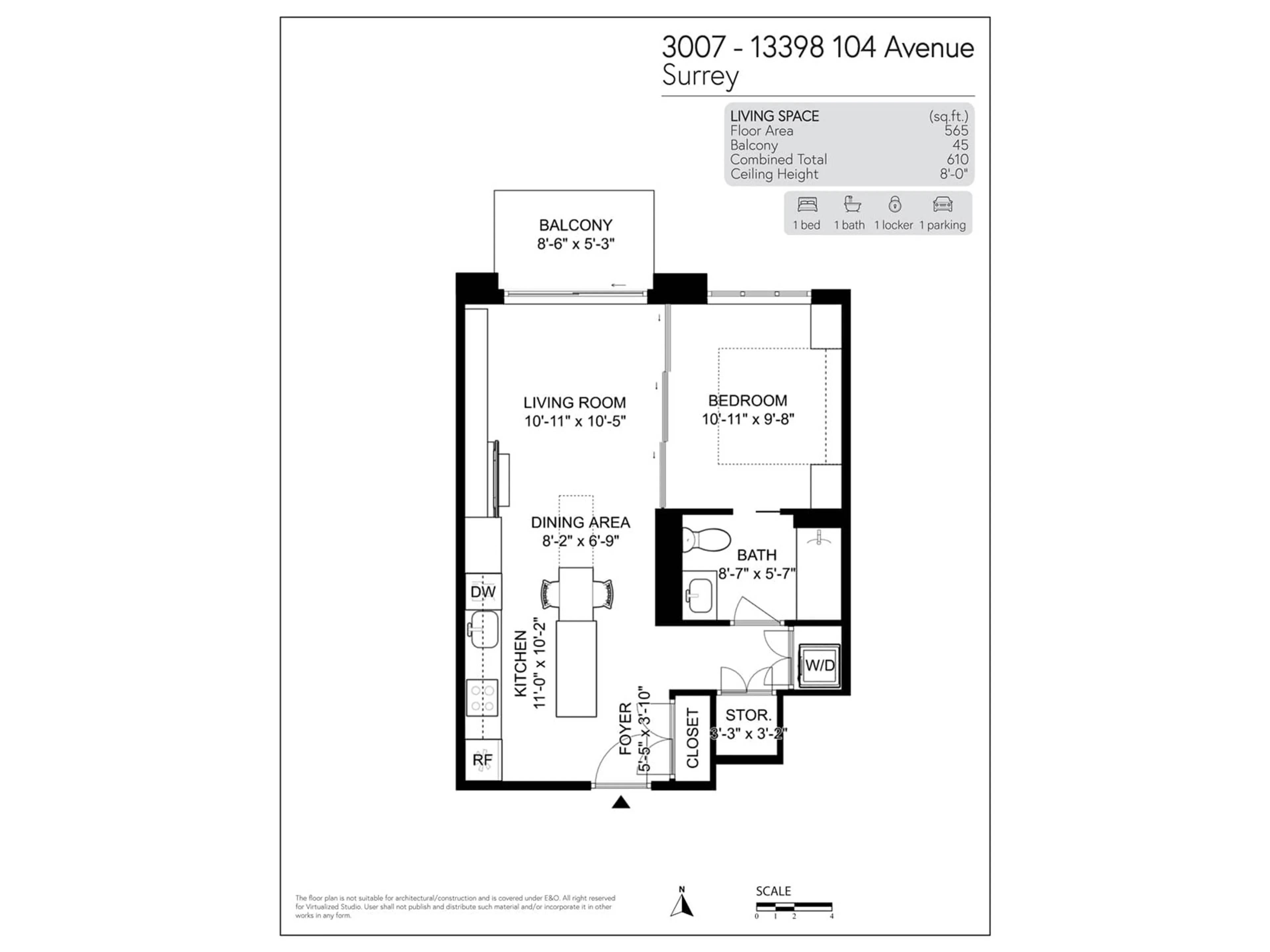 Floor plan for 3007 - 13398 104, Surrey British Columbia V3T1V6