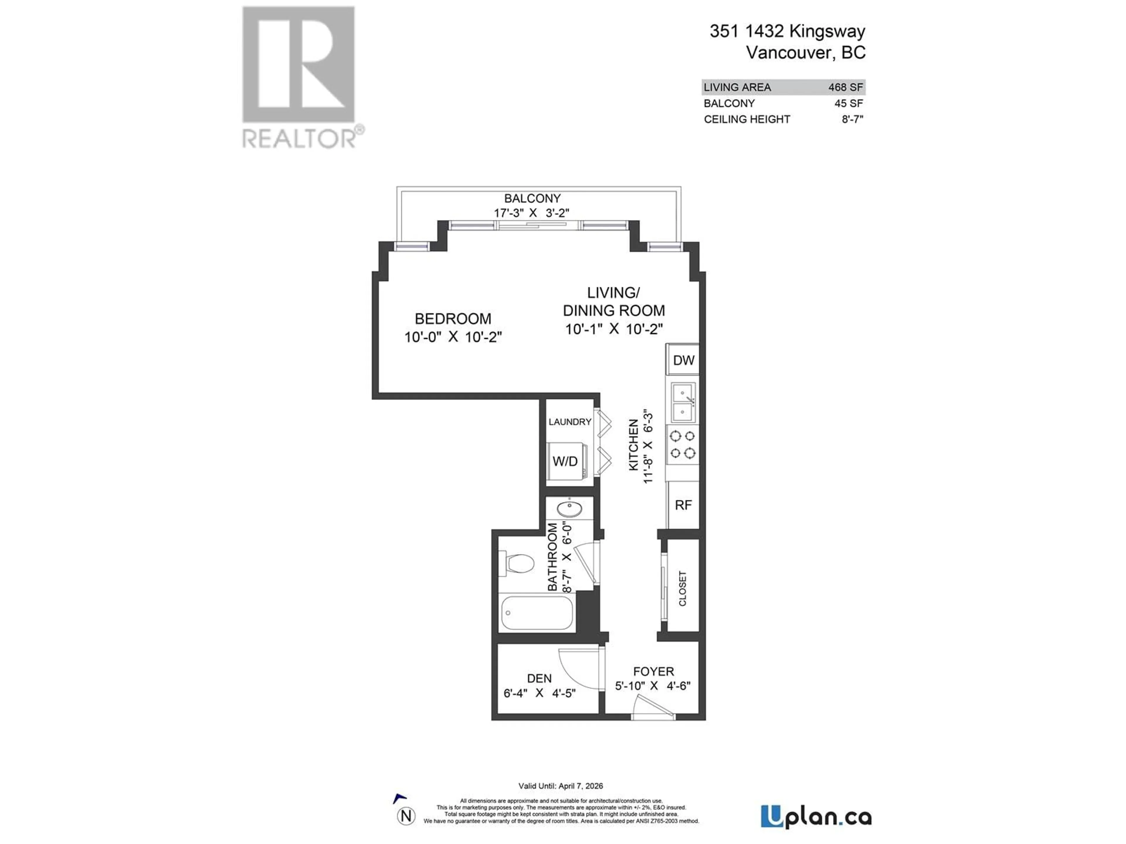 Floor plan for 351 - 1432 KINGSWAY, Vancouver British Columbia V5N5Y6