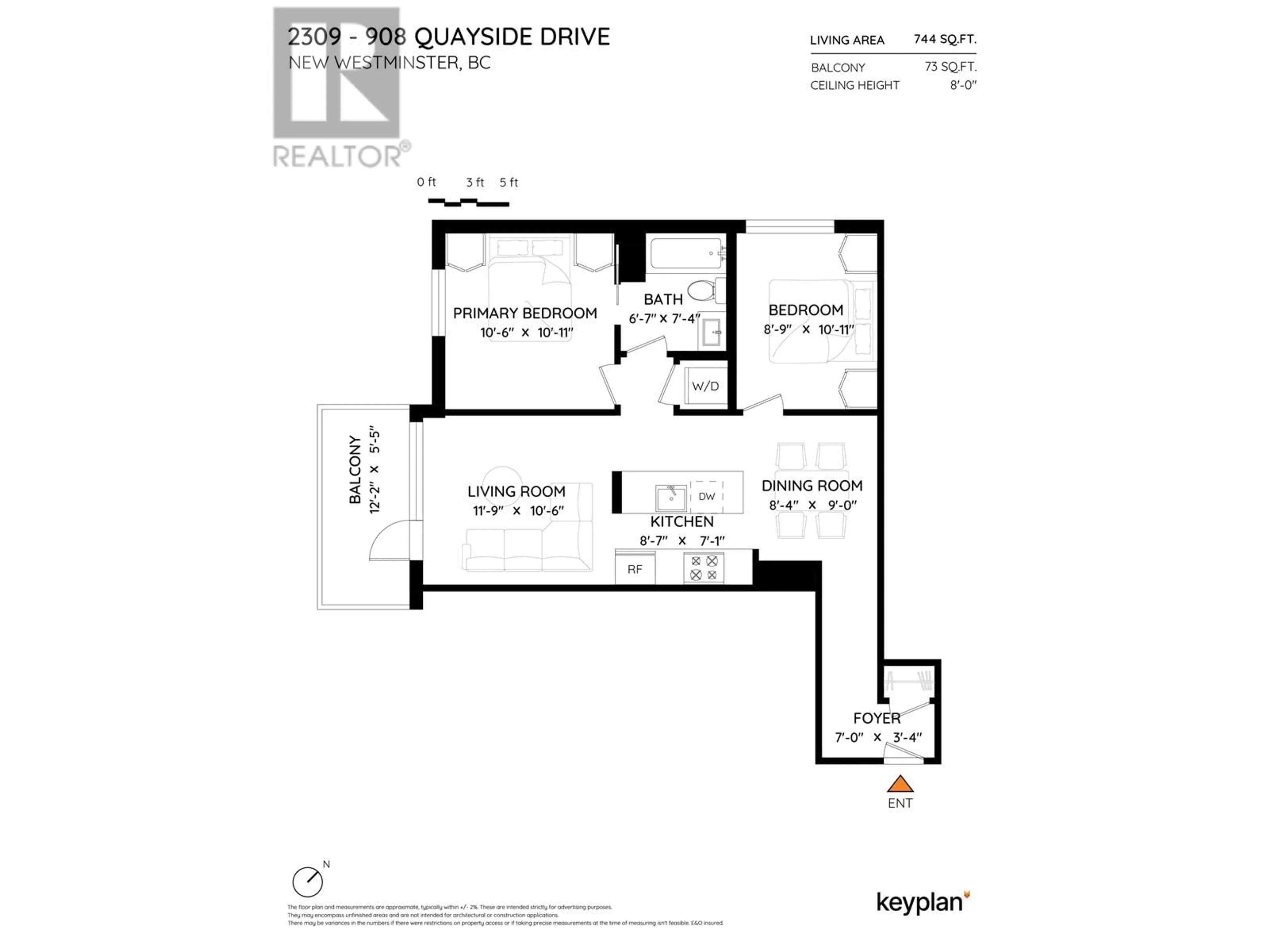 Floor plan for 2309 - 908 QUAYSIDE DRIVE, New Westminster British Columbia V3M0L4