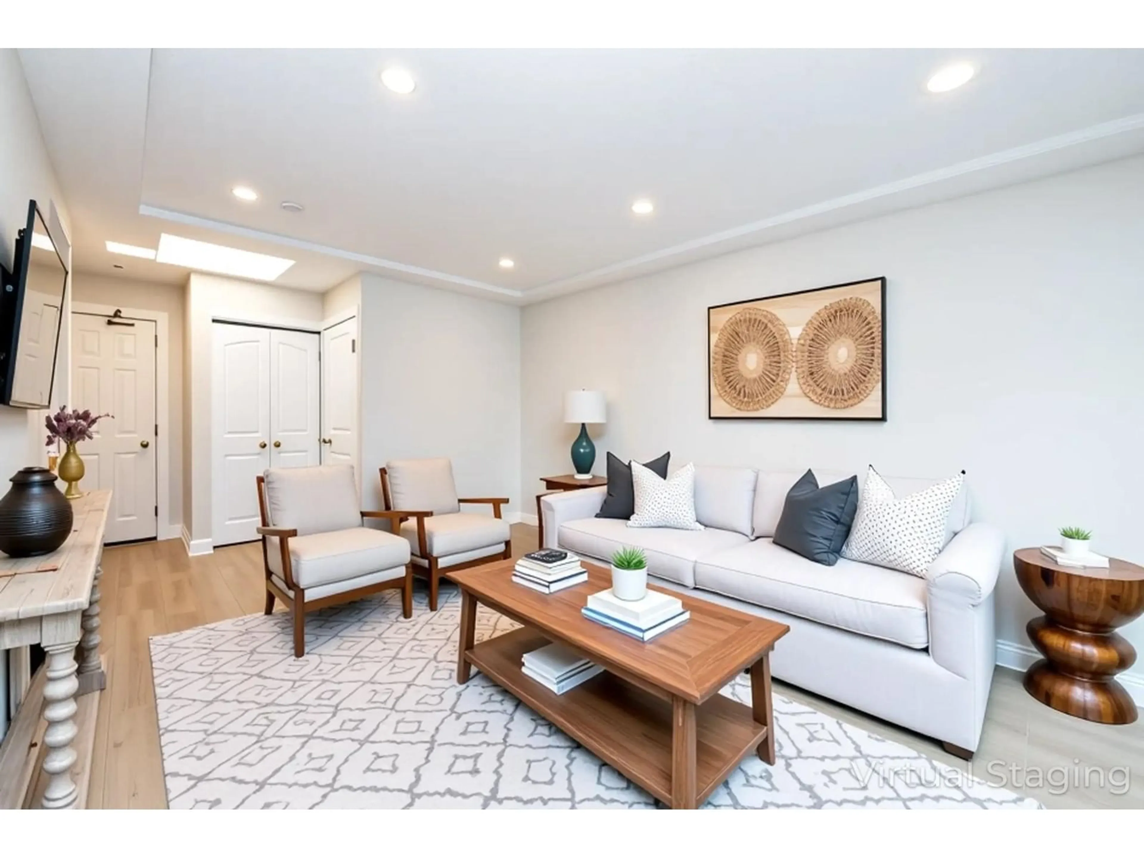 Living room with furniture, wood/laminate floor for 304 - 33401 MAYFAIR, Abbotsford British Columbia V2S6Z2