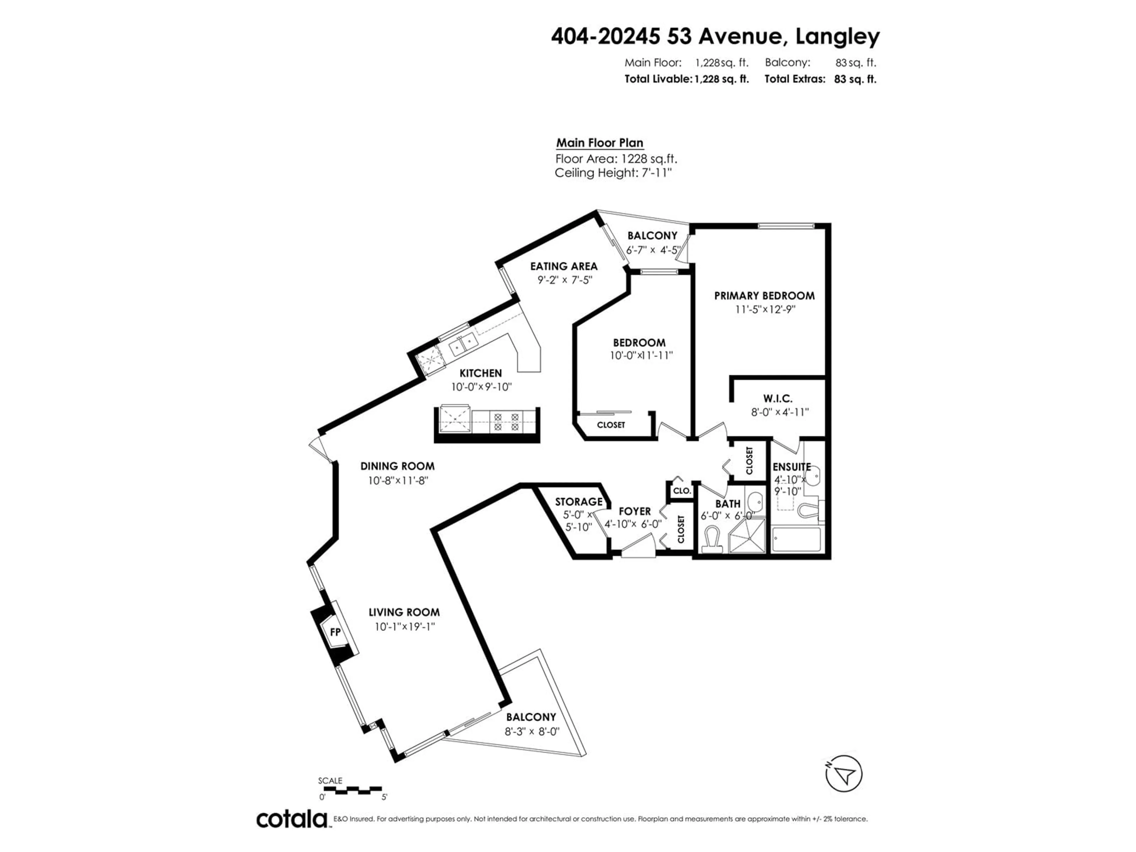 Floor plan for 404 - 20245 53, Langley British Columbia V3A3V2