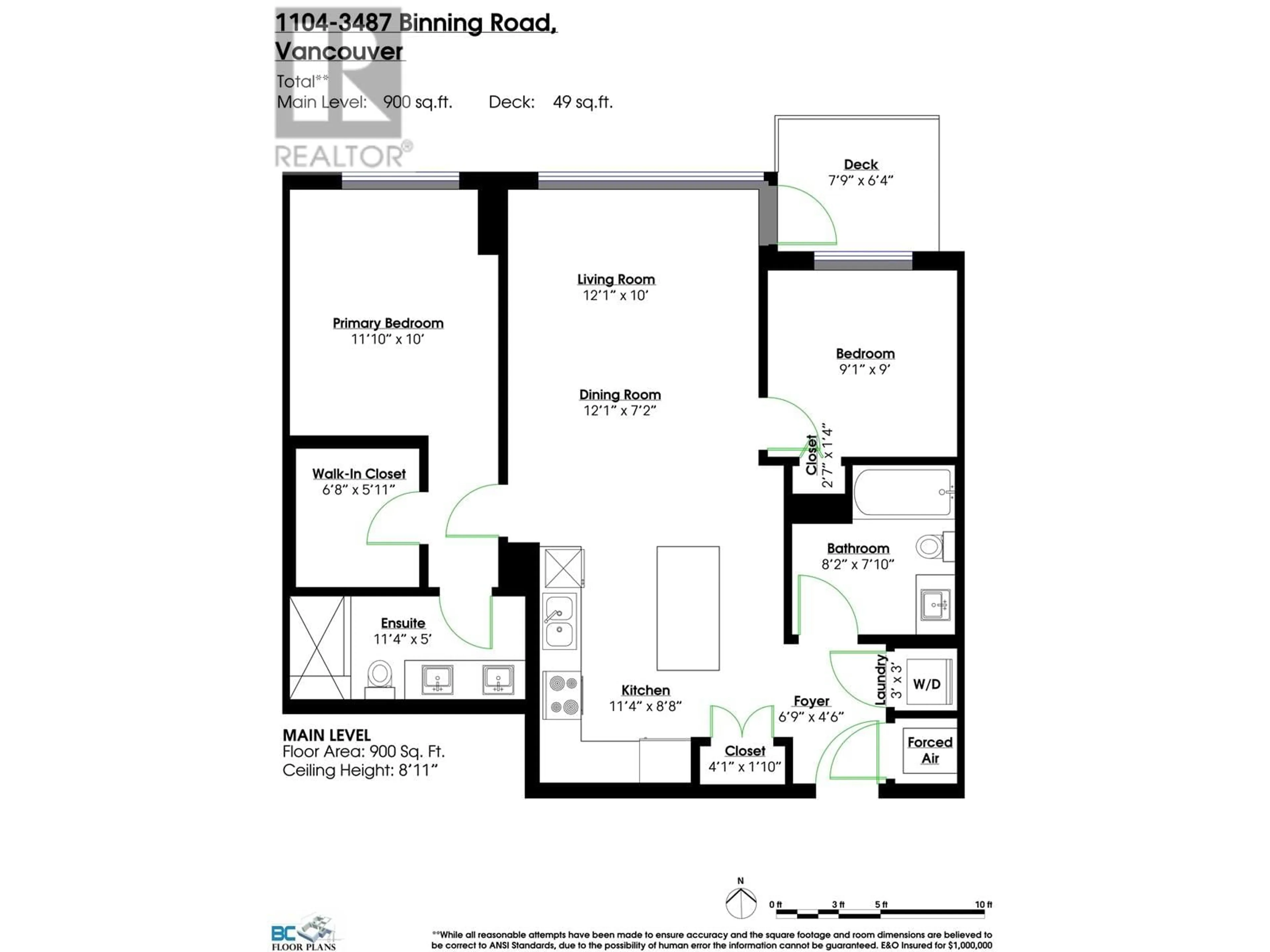 Floor plan for 1104 - 3487 BINNING ROAD, Vancouver British Columbia V6S0K8
