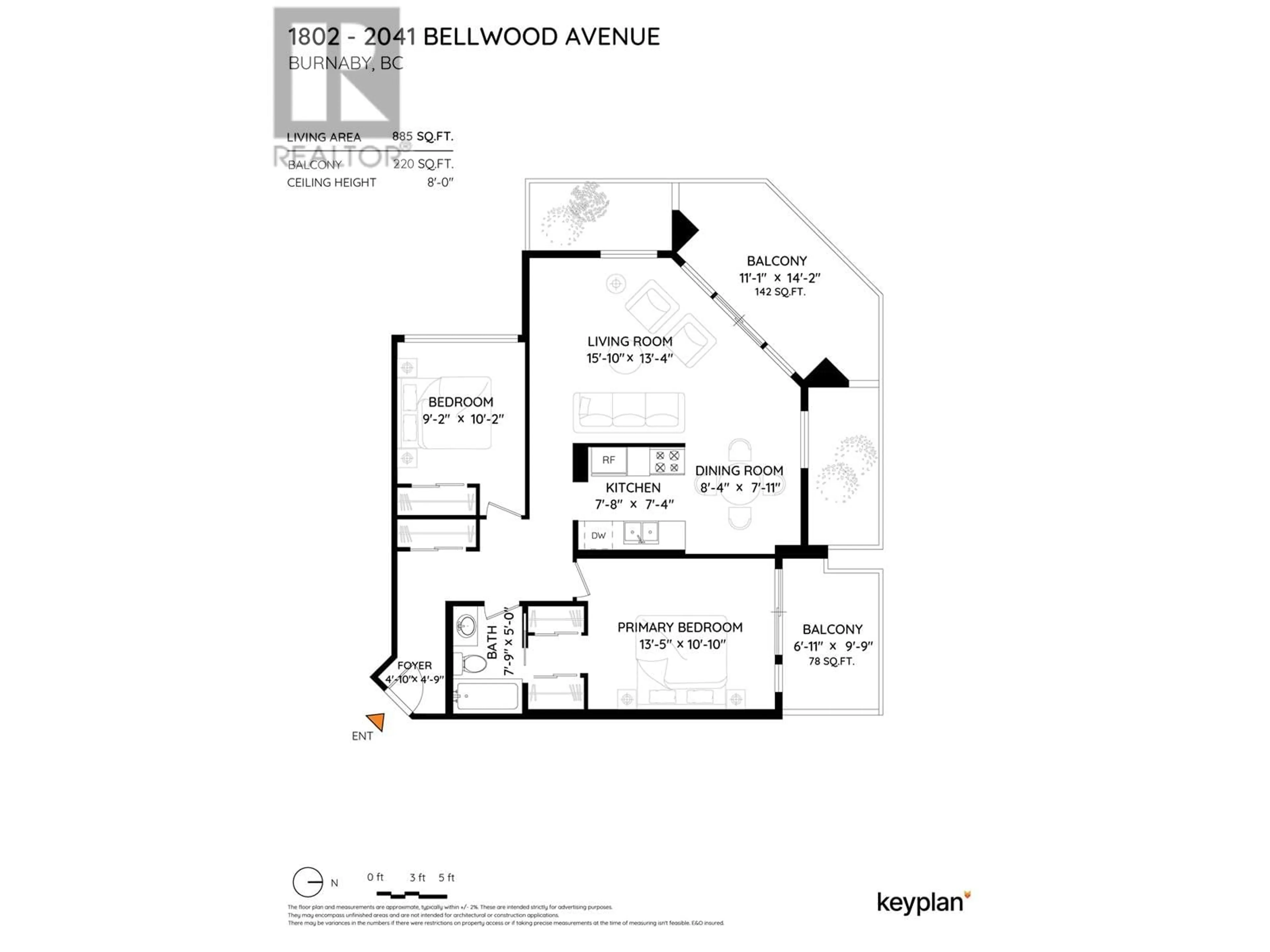 Floor plan for 1802 - 2041 BELLWOOD AVENUE, Burnaby British Columbia V5B4V5