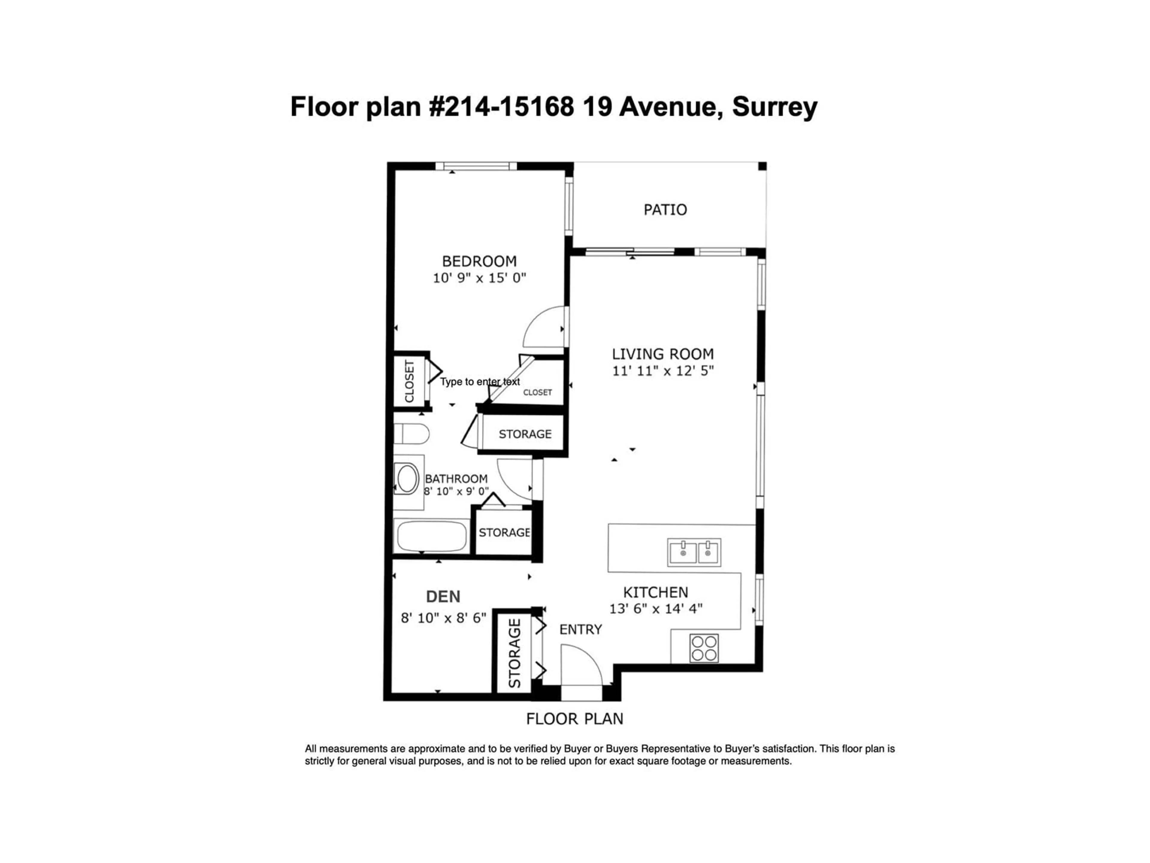 Floor plan for 214 - 15168 19, Surrey British Columbia V4A0A5
