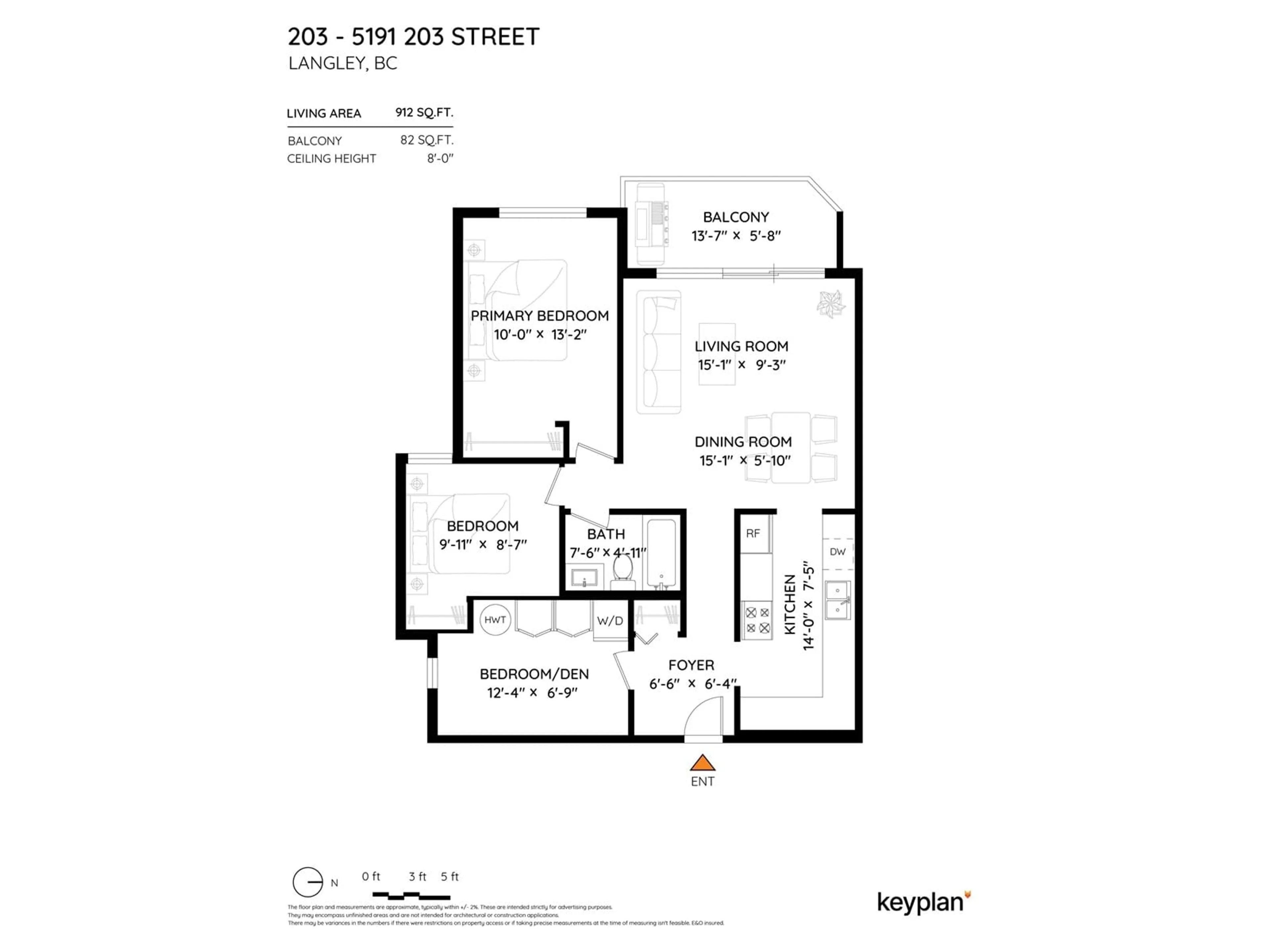 Floor plan for 203 - 5191 203, Langley British Columbia V3A1V6