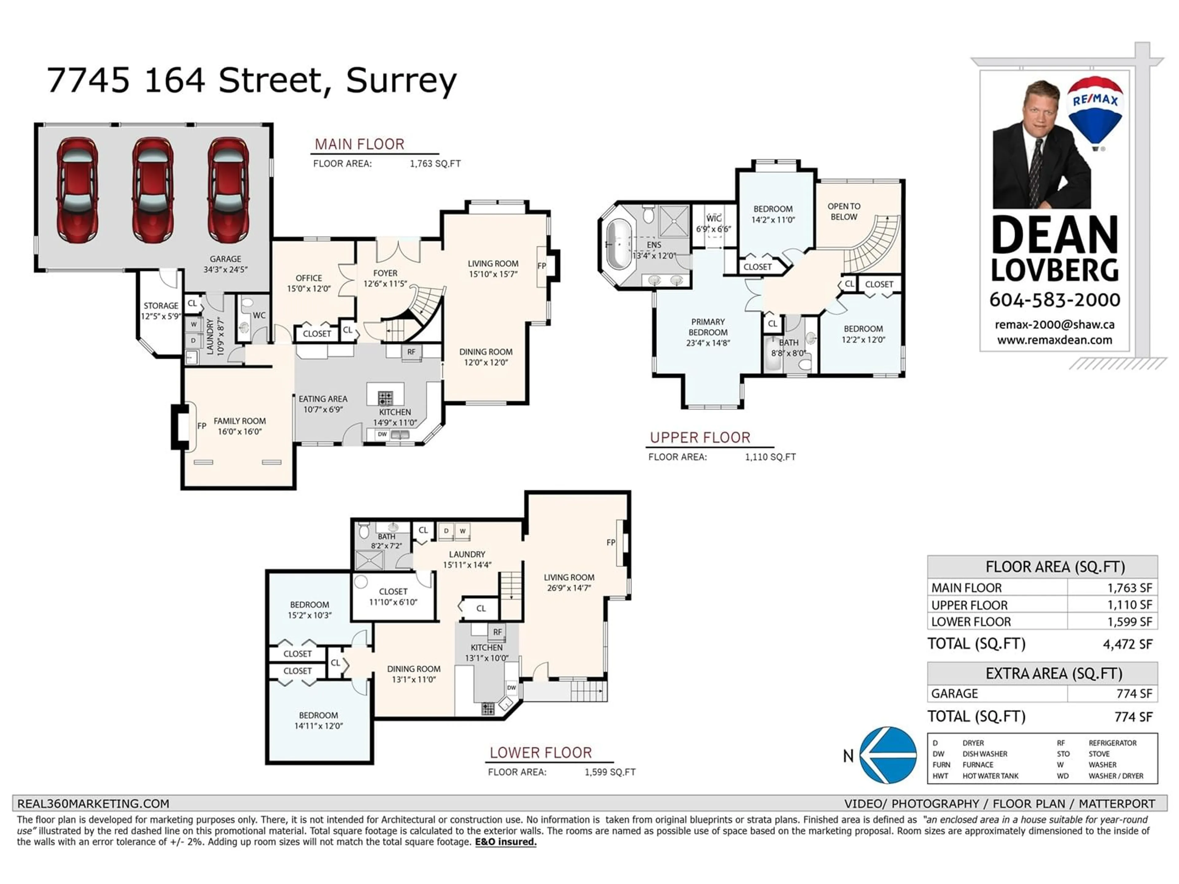 Floor plan for 7745 164TH, Surrey British Columbia V4N0K9