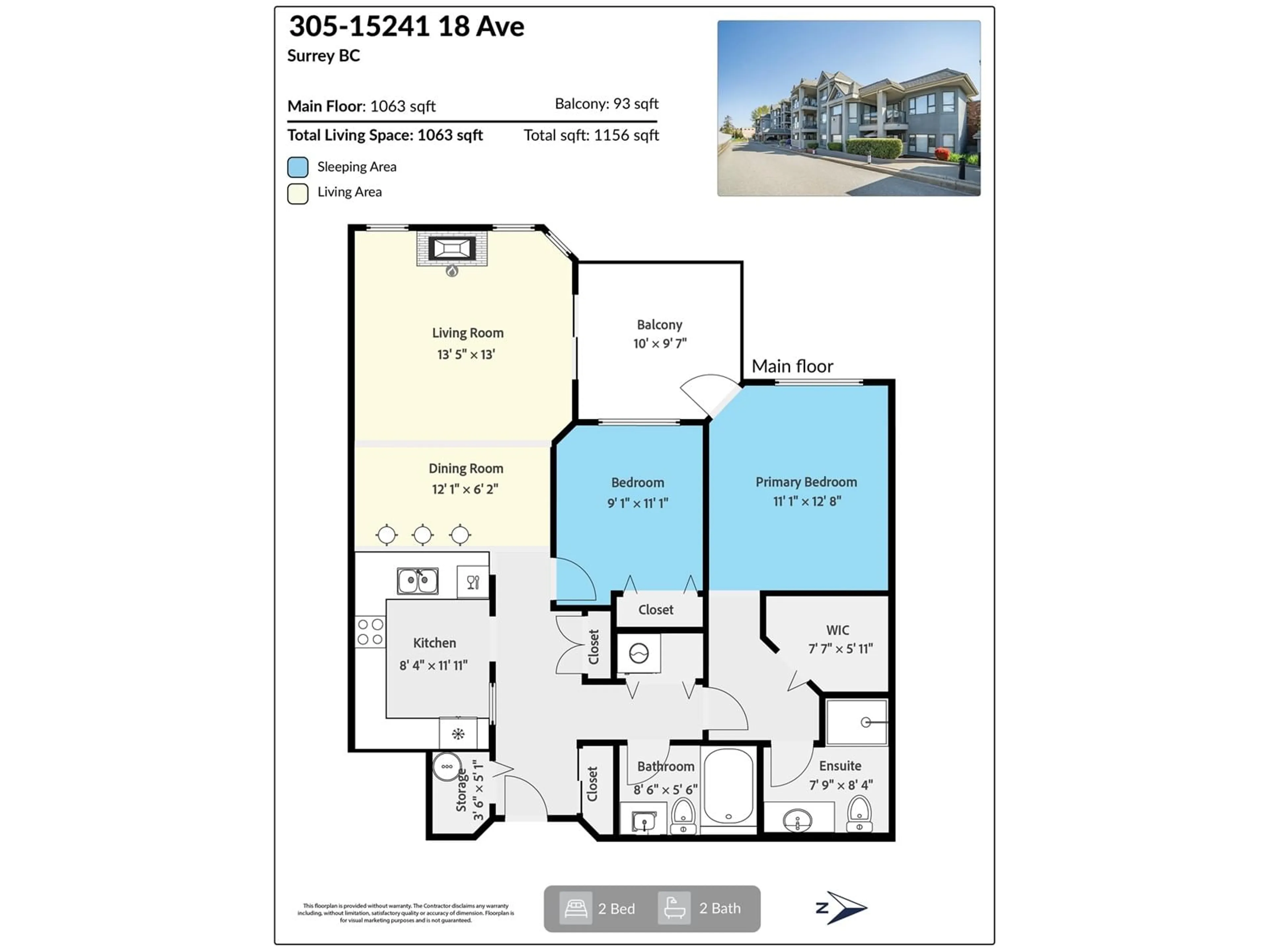 Floor plan for 305 - 15241 18, Surrey British Columbia V4A1W9