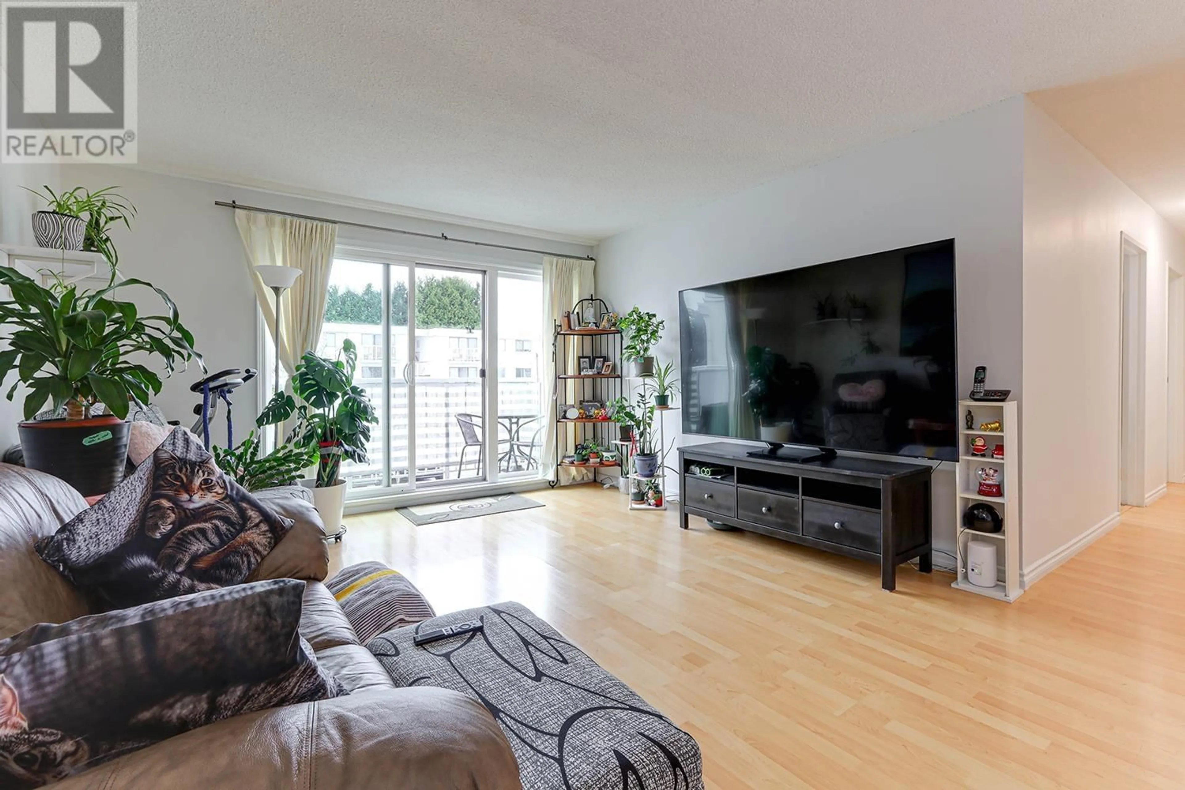 Living room with furniture, wood/laminate floor for 209 - 7260 LINDSAY ROAD, Richmond British Columbia V7C3M6