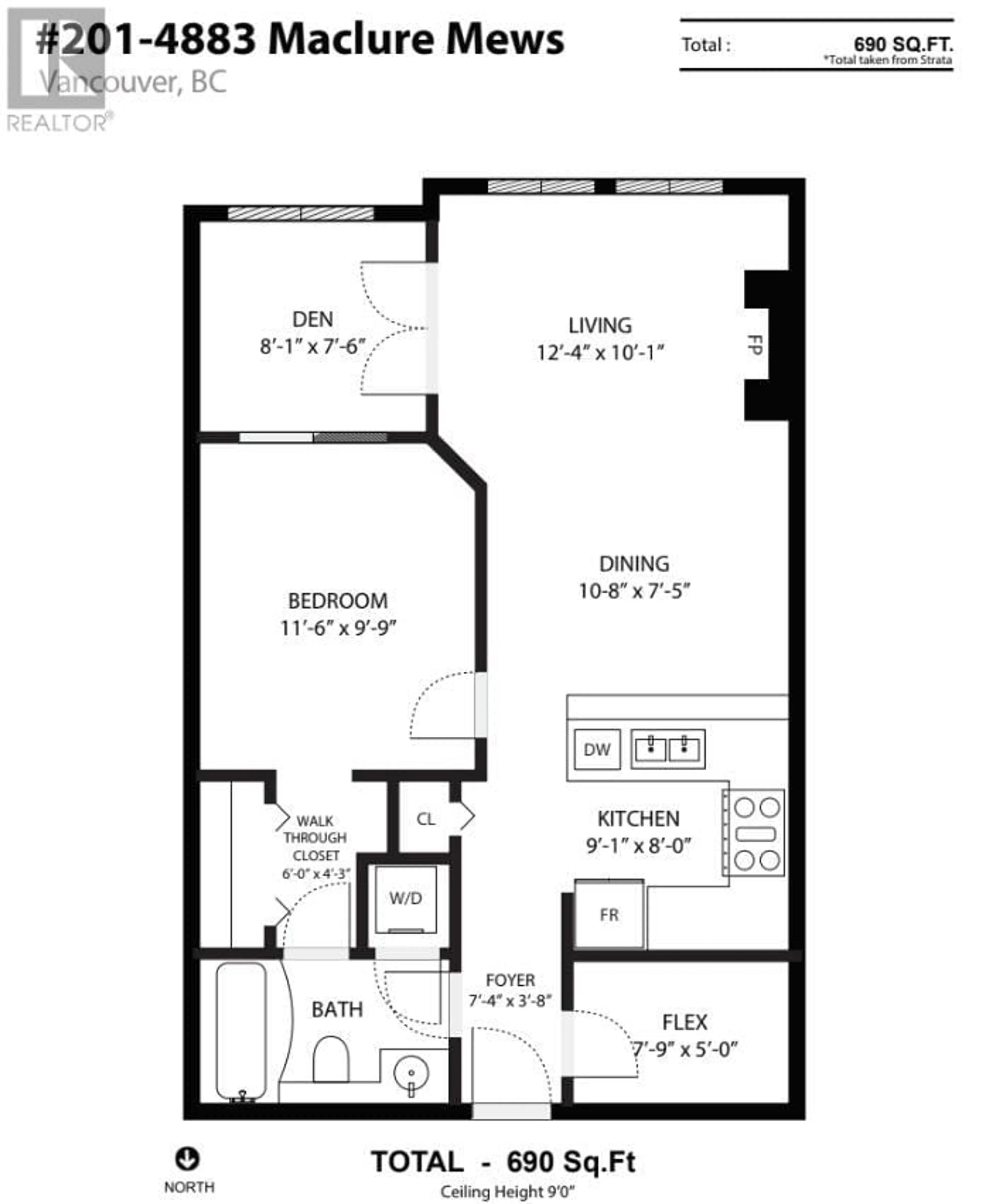 Floor plan for 201 - 4883 MACLURE MEWS, Vancouver British Columbia V6J5M8