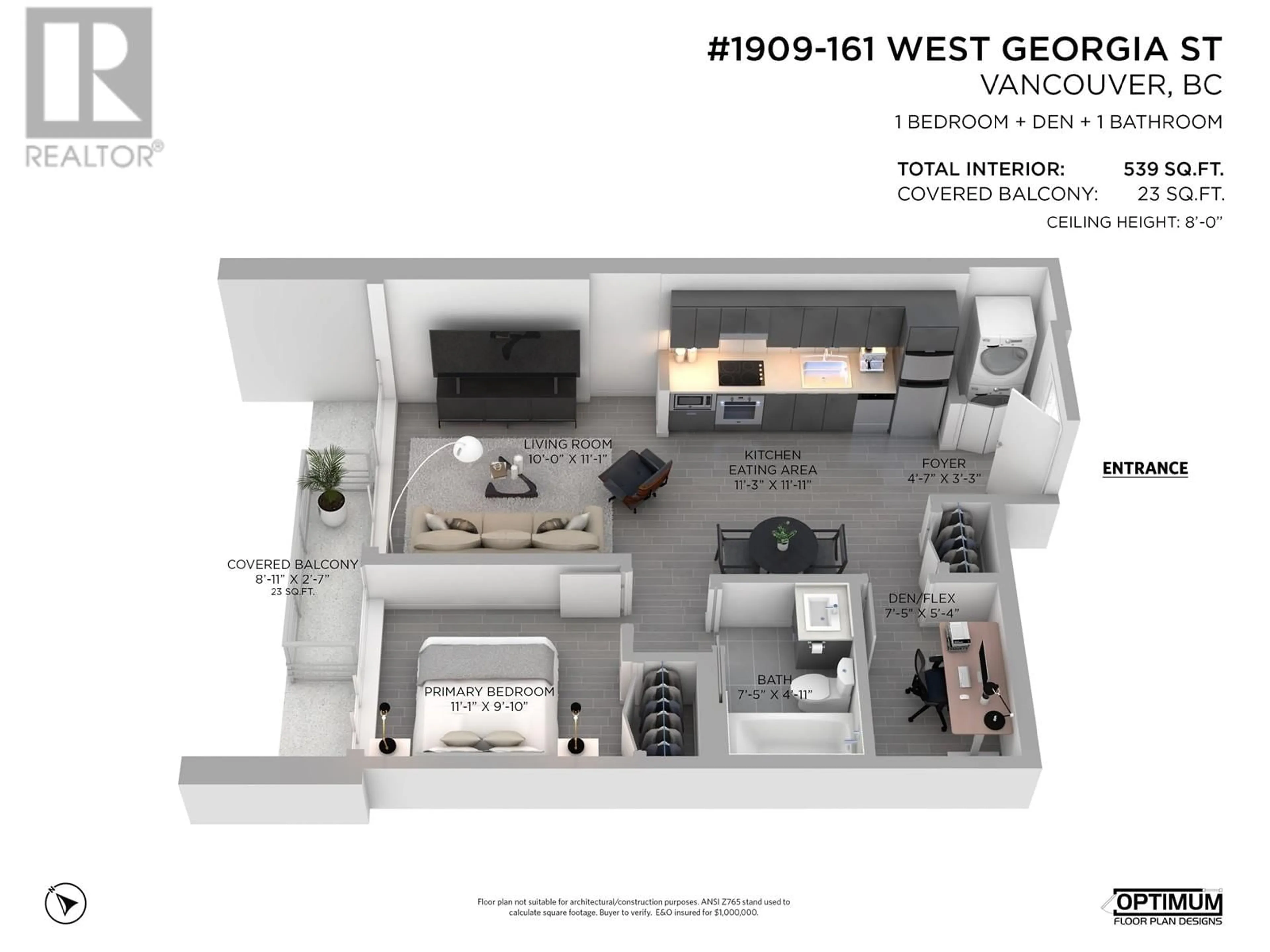 Floor plan for 1909 - 161 GEORGIA STREET, Vancouver British Columbia V6B0K9