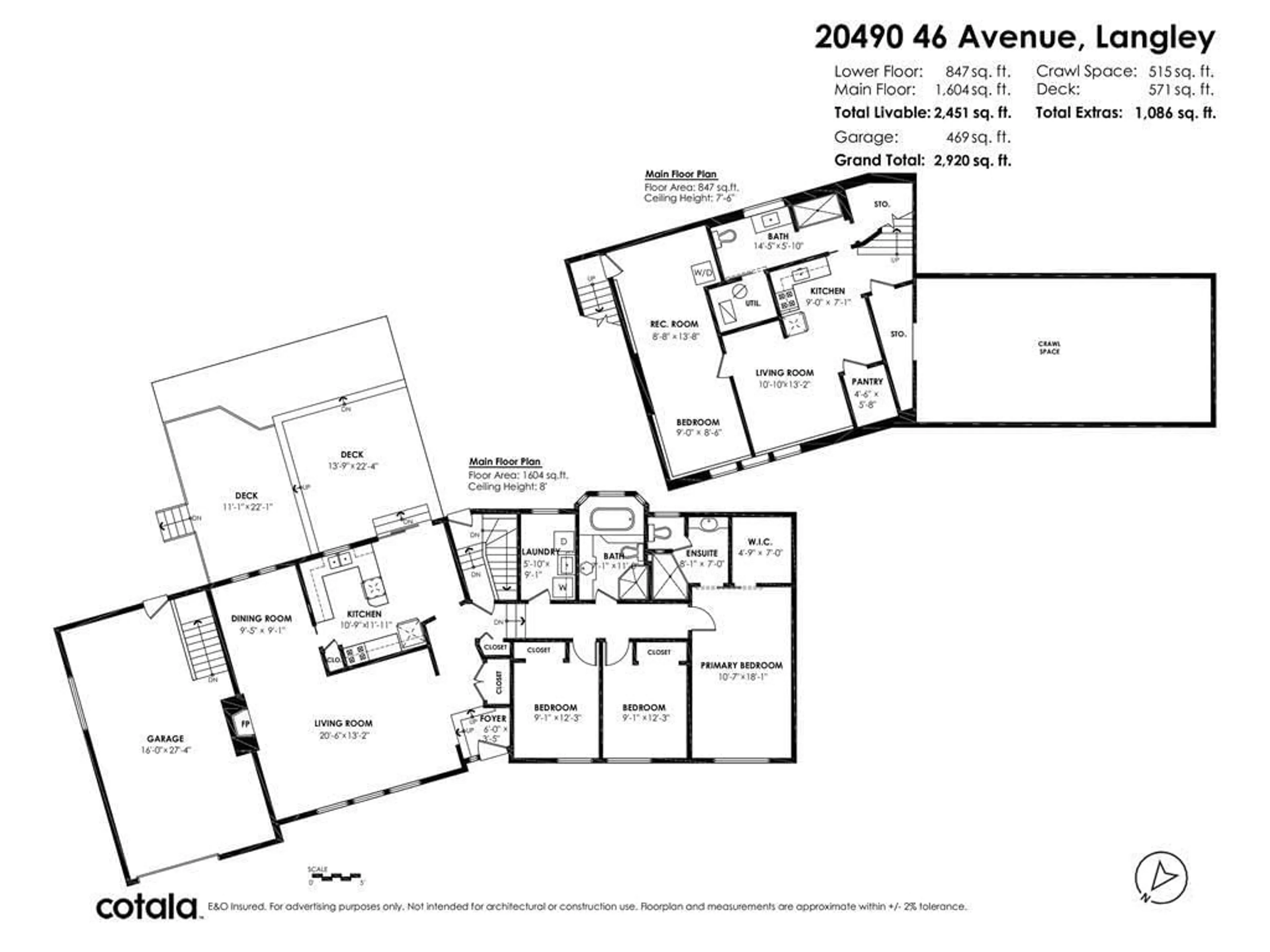 Floor plan for 20490 46, Langley British Columbia V3A3L6