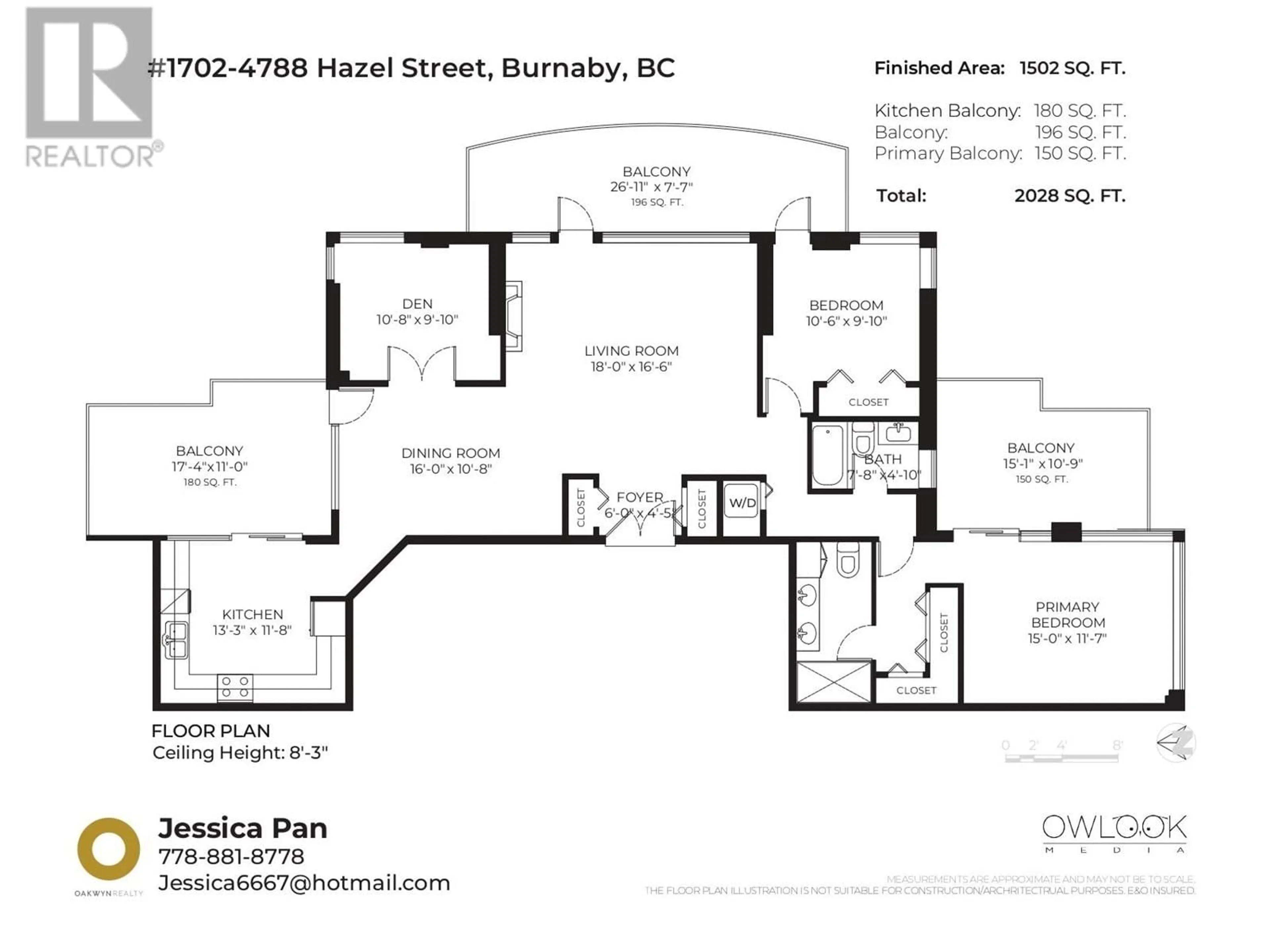 Floor plan for 1702 - 4788 HAZEL STREET, Burnaby British Columbia V5H4V9