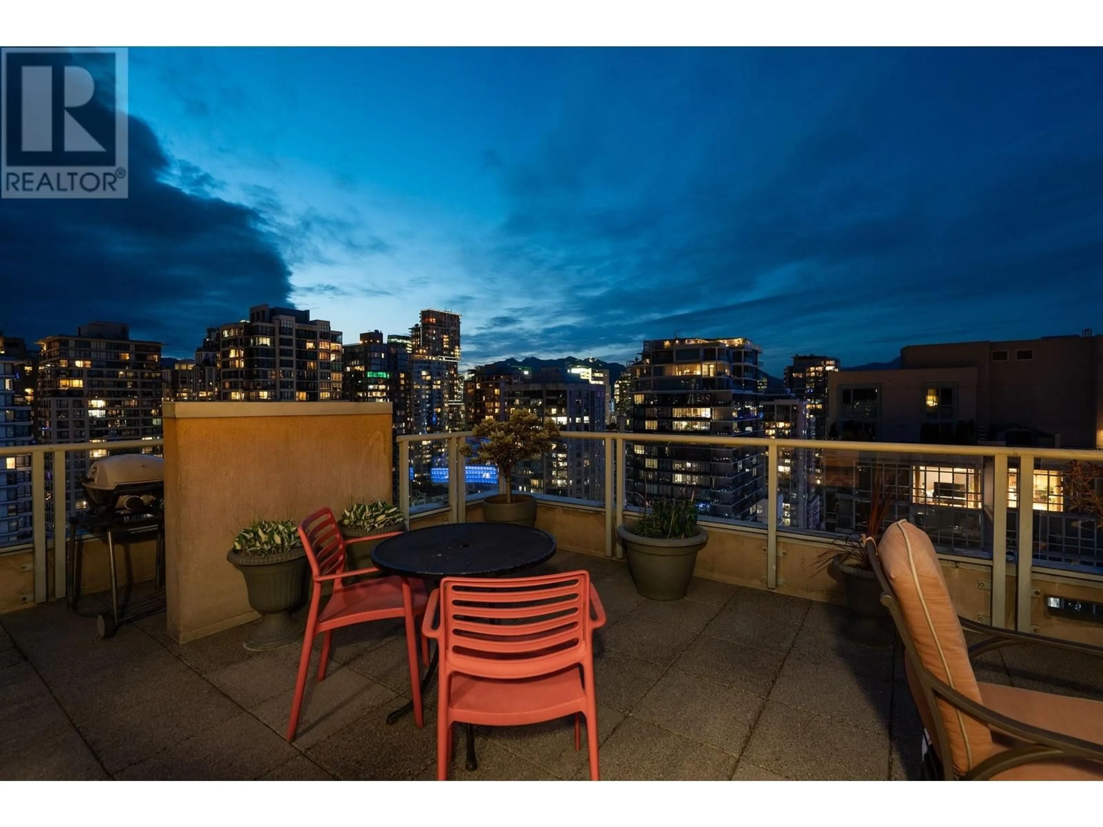 Patio, city buildings view from balcony for PH5 - 950 CAMBIE STREET, Vancouver British Columbia V6B5X5