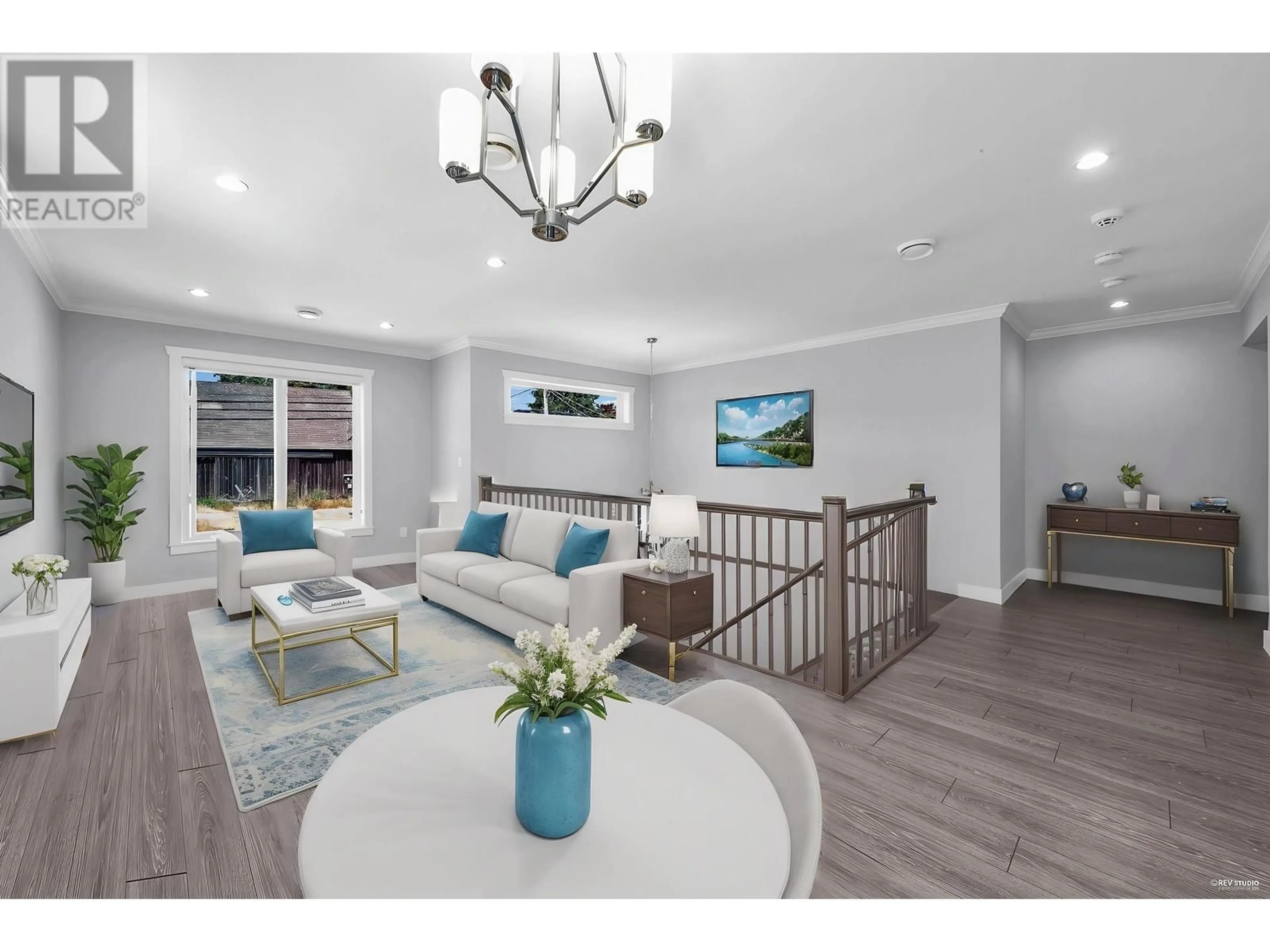Living room with furniture, wood/laminate floor for 4612 RIVER ROAD, Delta British Columbia V4K1S4