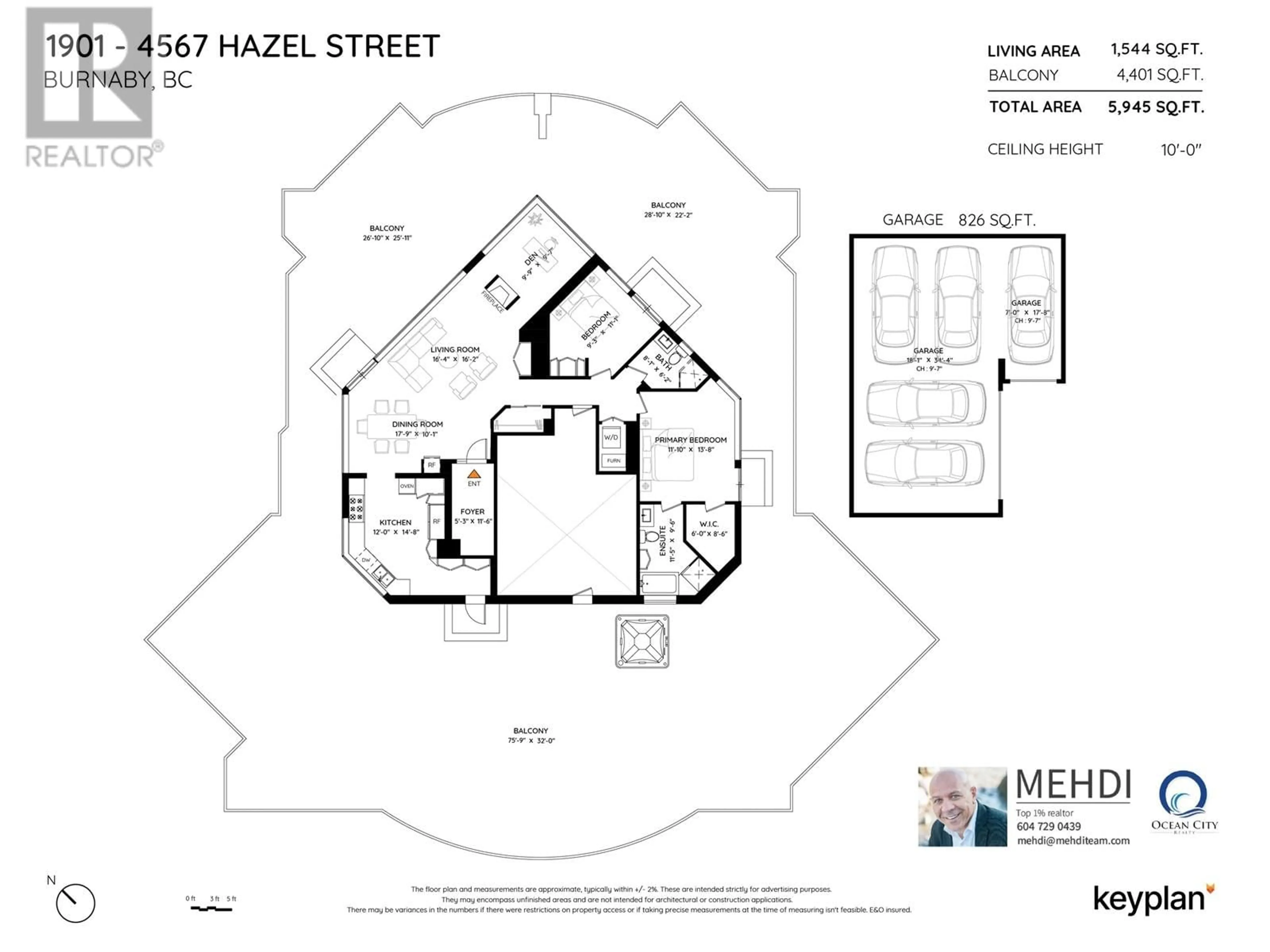 Floor plan for 1901 - 4567 HAZEL STREET, Burnaby British Columbia V5H4V4