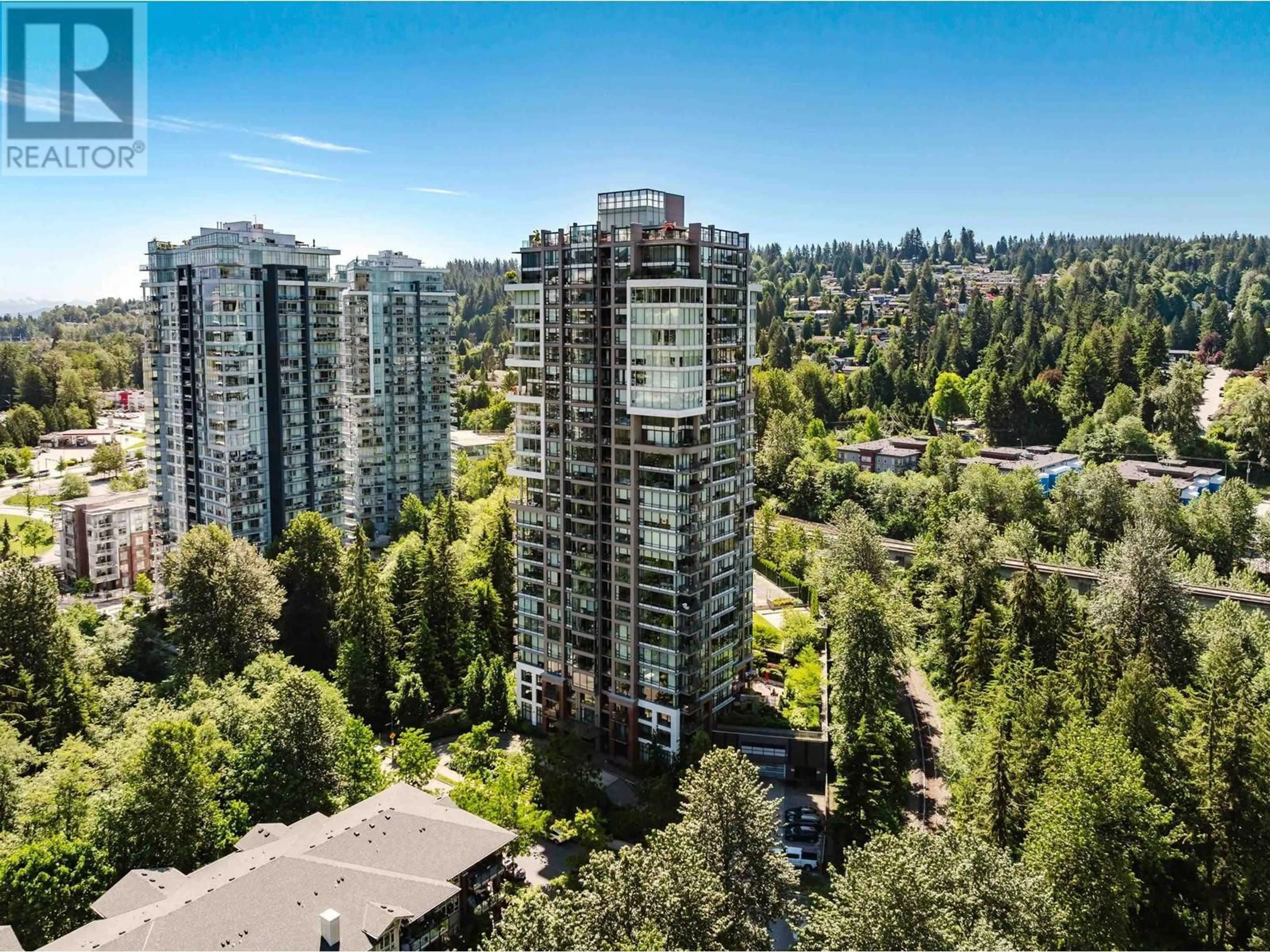 A pic from outside/outdoor area/front of a property/back of a property/a pic from drone, city buildings view from balcony for 2202 - 301 CAPILANO ROAD, Port Moody British Columbia V3H0G6