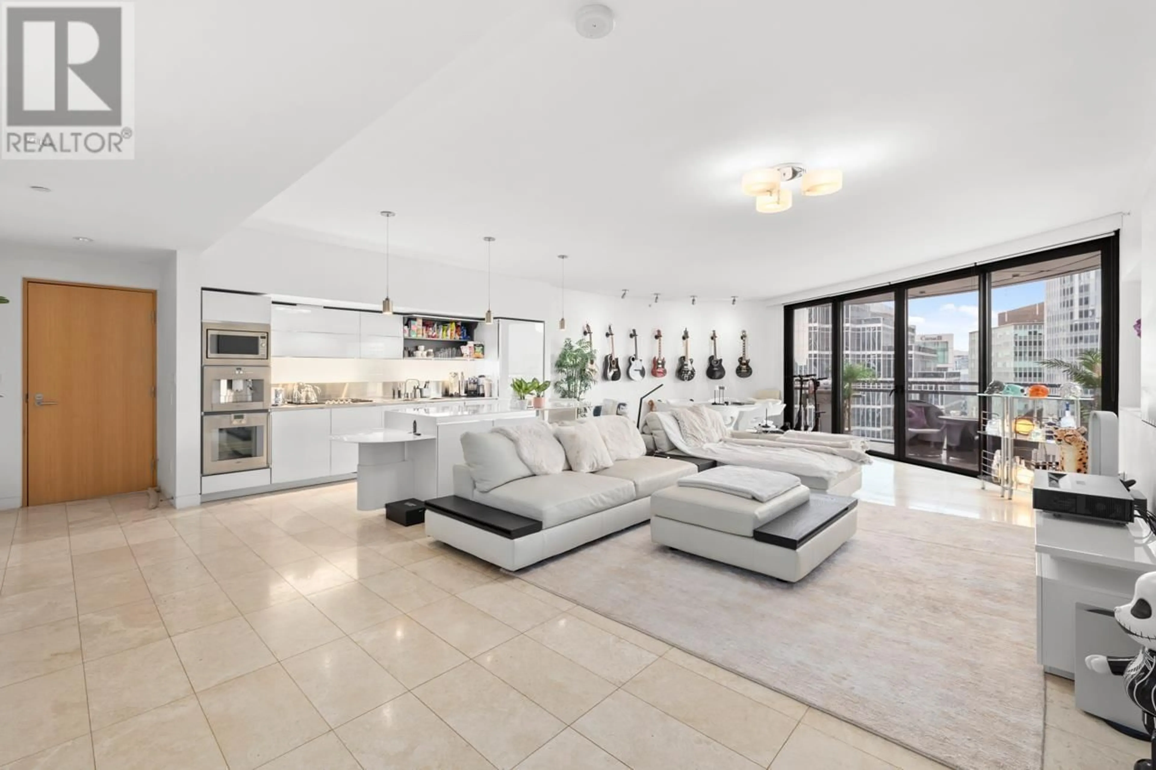 Living room with furniture, ceramic/tile floor for 2306 - 838 HASTINGS STREET, Vancouver British Columbia V6C0A6