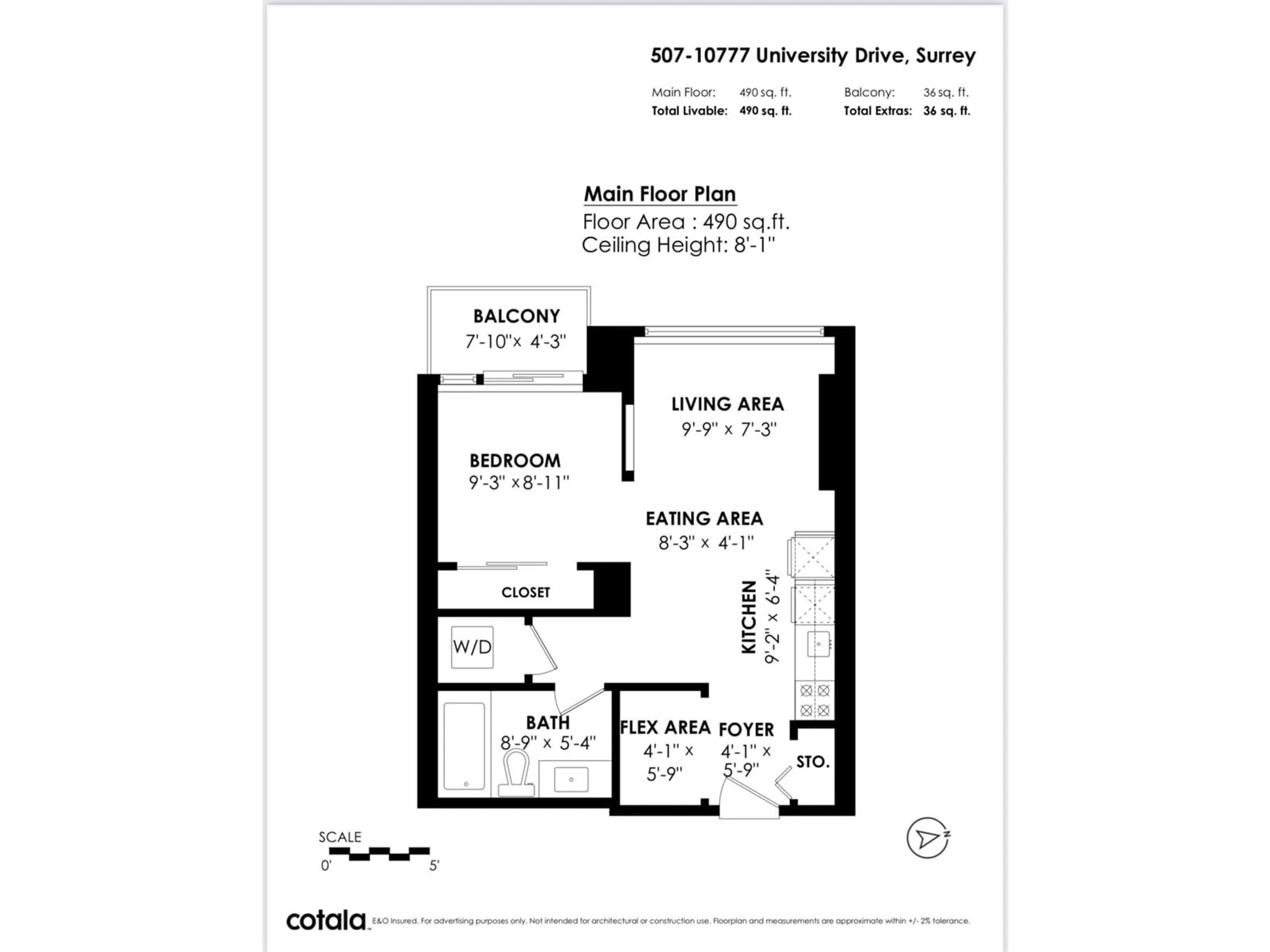 Floor plan for 507 - 10777 UNIVERSITY, Surrey British Columbia V3T0E6