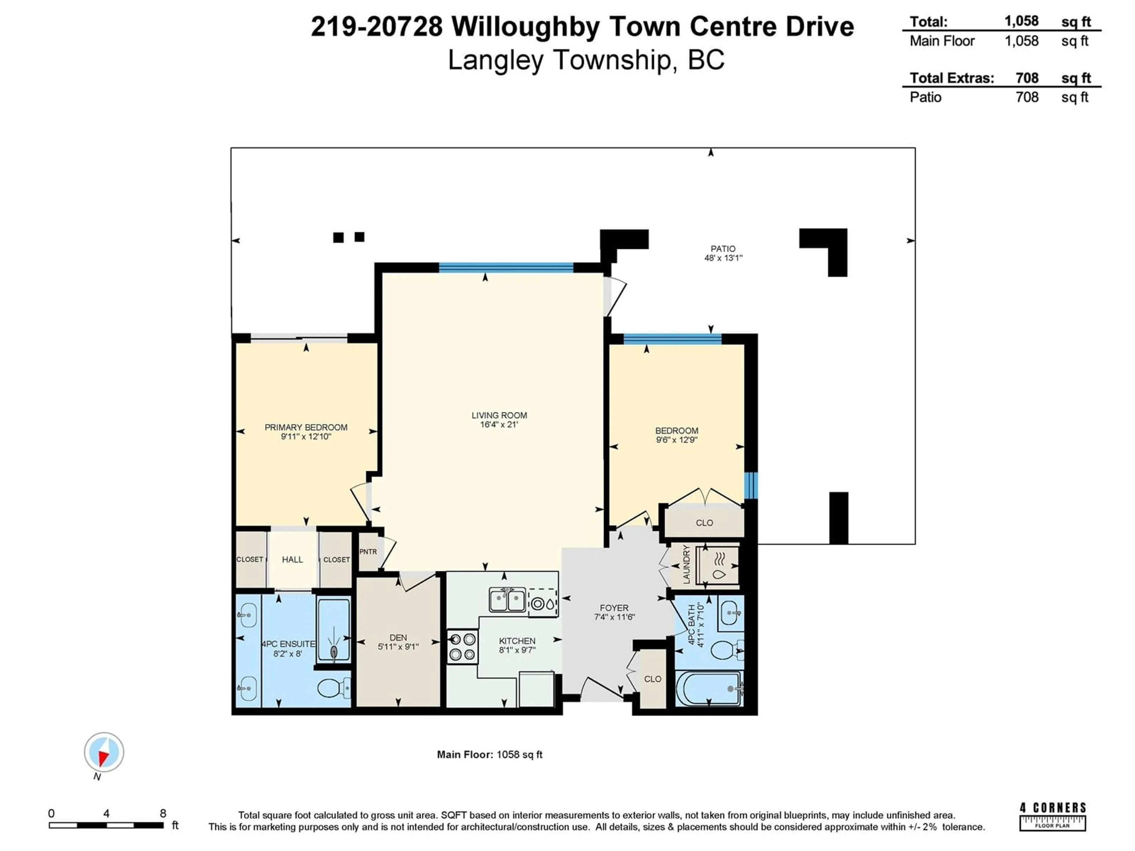 Floor plan for 219 - 20728 WILLOUGHBY TOWN CENTRE, Langley British Columbia V2Y0P3