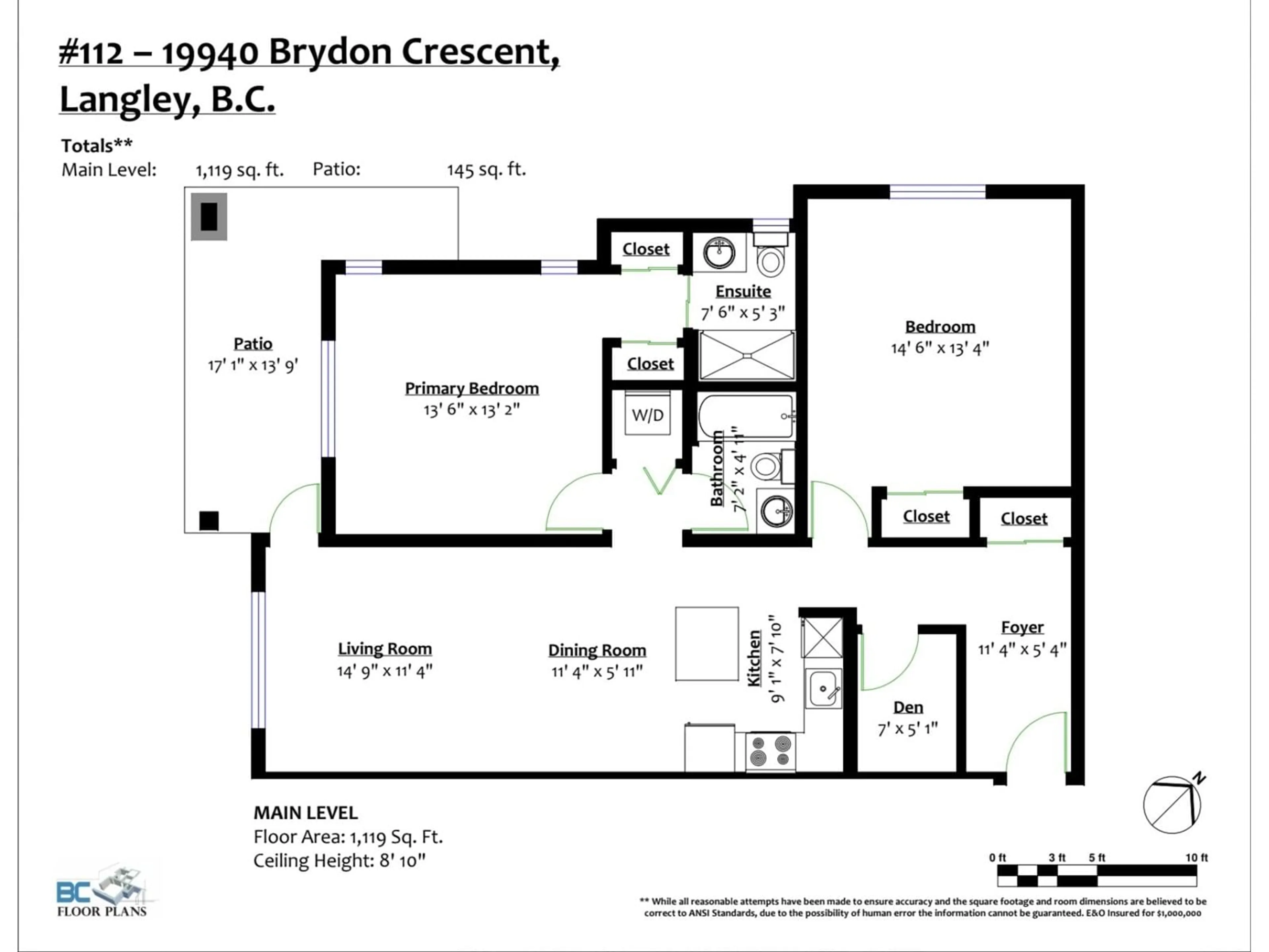 Floor plan for 112 - 19940 BRYDON, Langley British Columbia V3A0K8