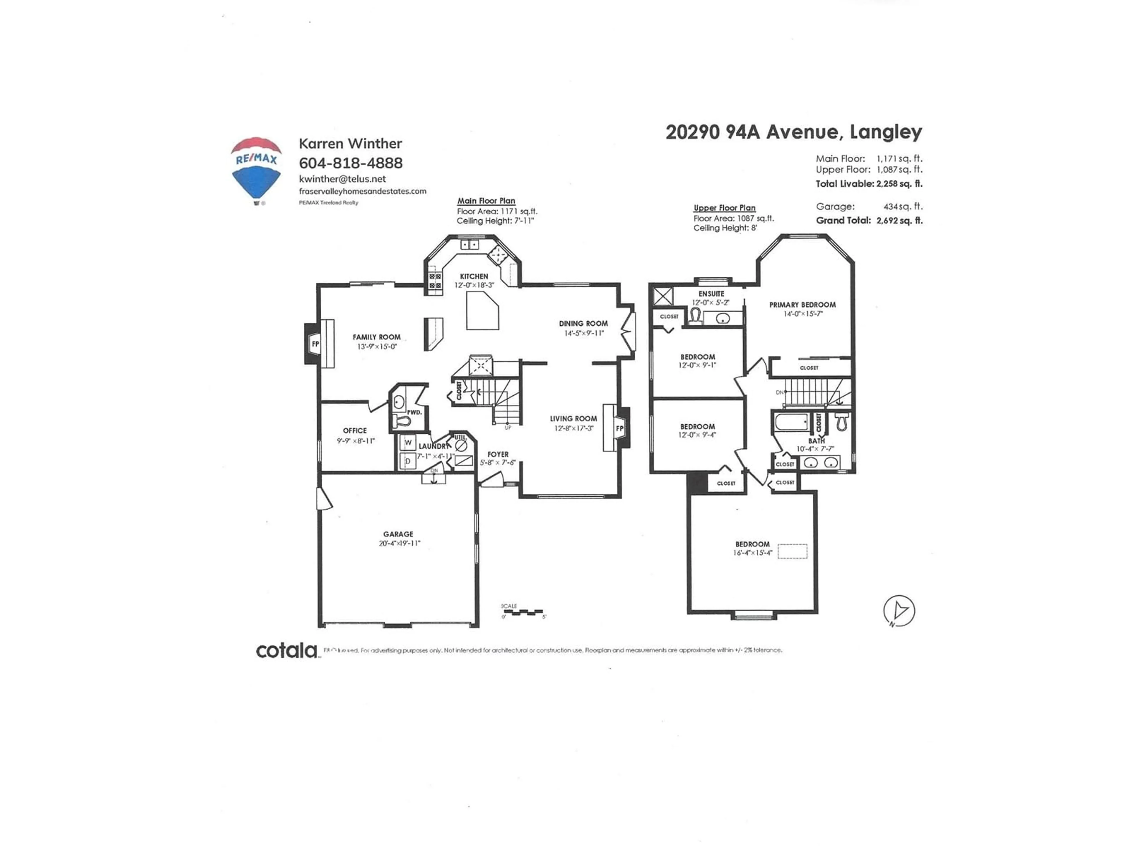 Floor plan for 20290 94A, Langley British Columbia V1M1G2