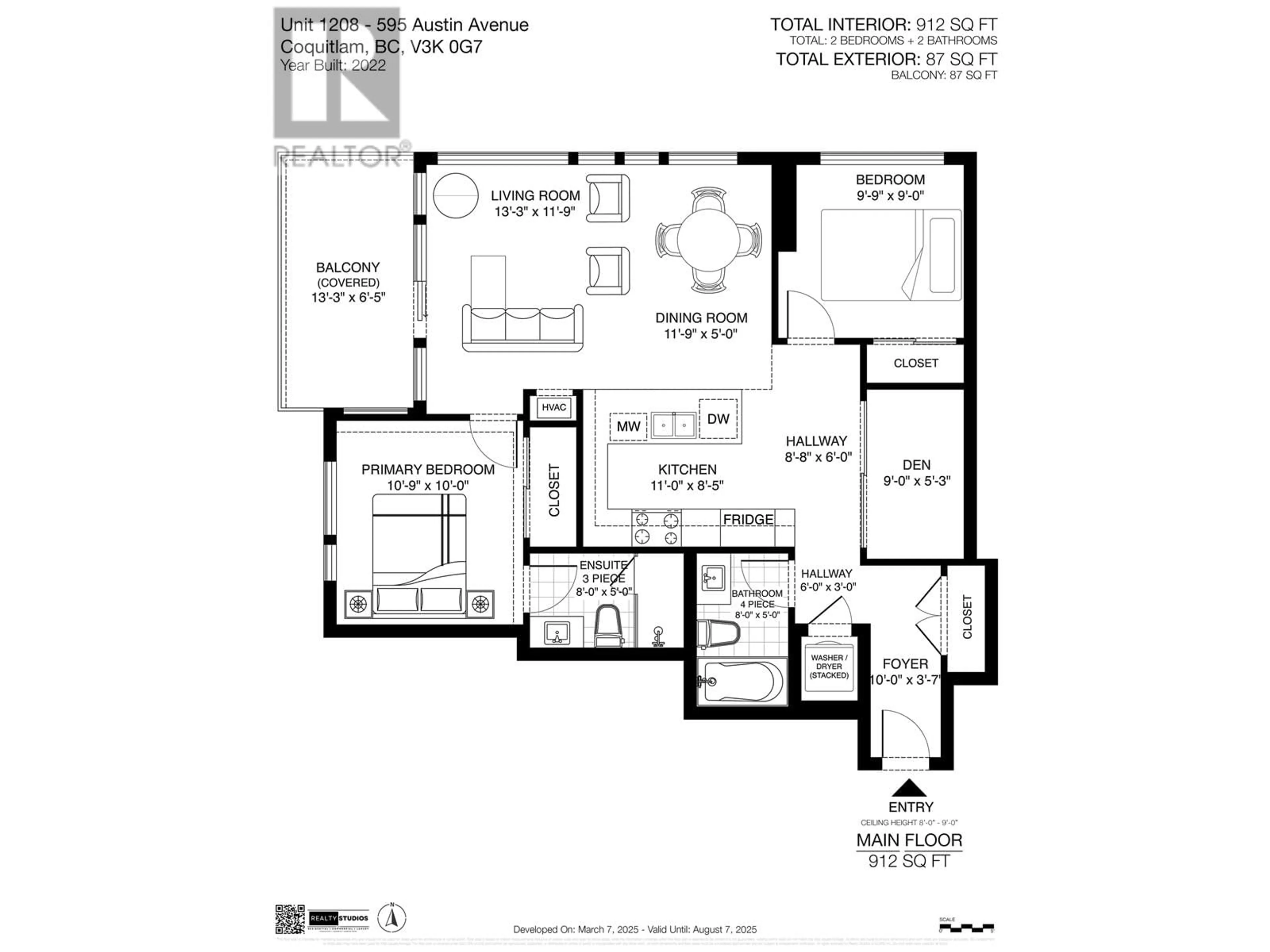 Floor plan for 1208 - 595 AUSTIN AVENUE, Coquitlam British Columbia V3K3N2