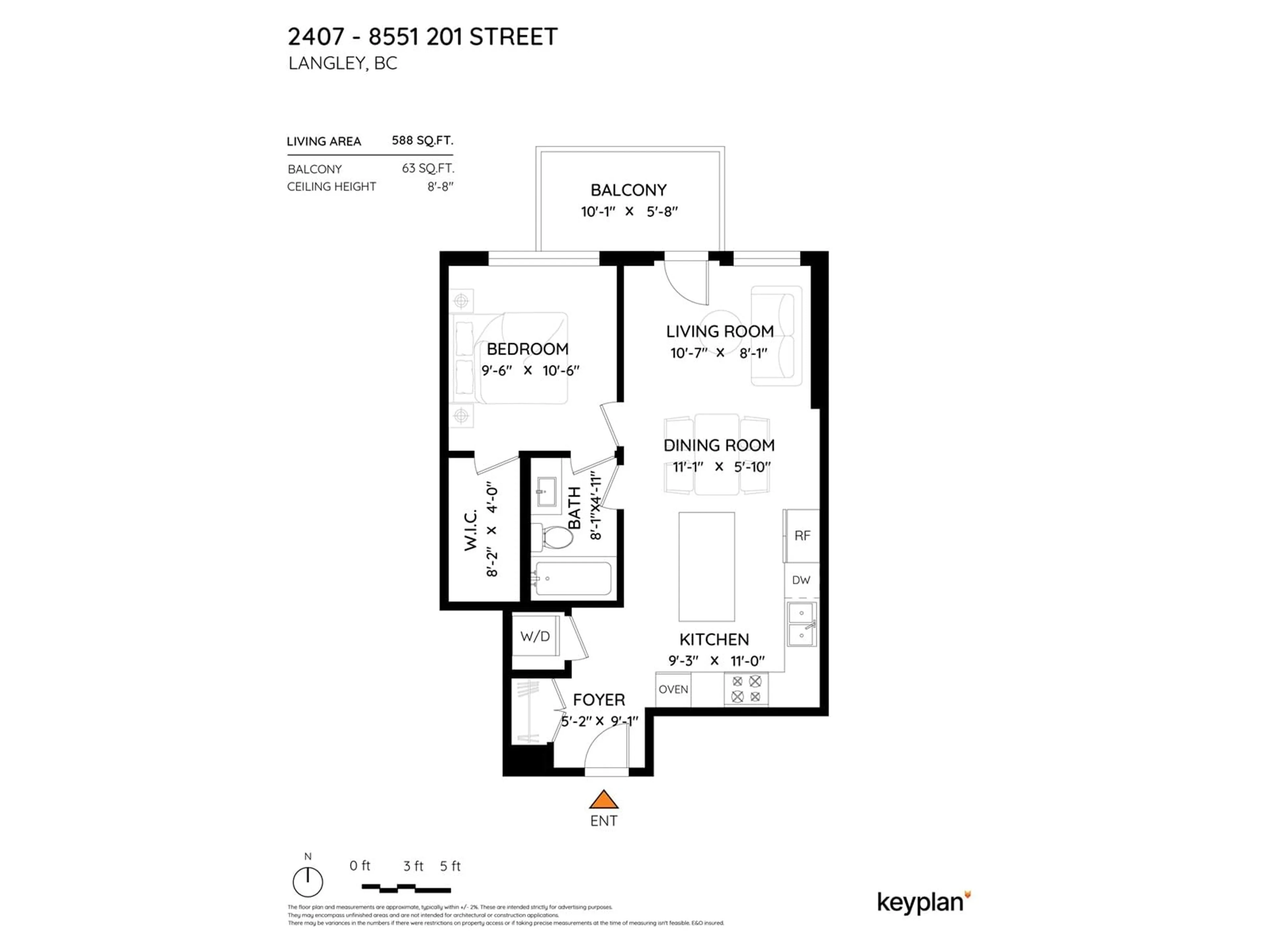 Floor plan for 2407 - 8551 201, Langley British Columbia V2Y2C1