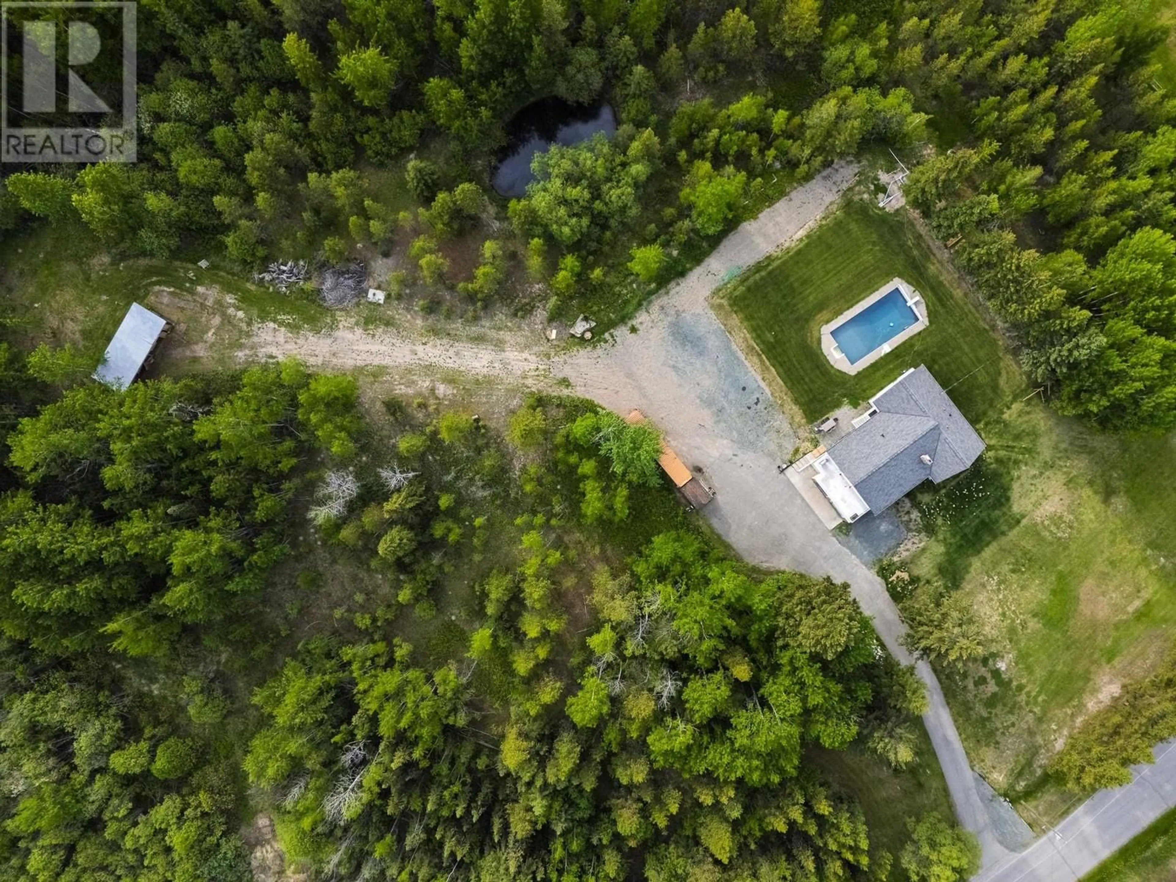A pic from outside/outdoor area/front of a property/back of a property/a pic from drone, forest/trees view for 11645 MAURAEN DRIVE, Prince George British Columbia V2N5B7