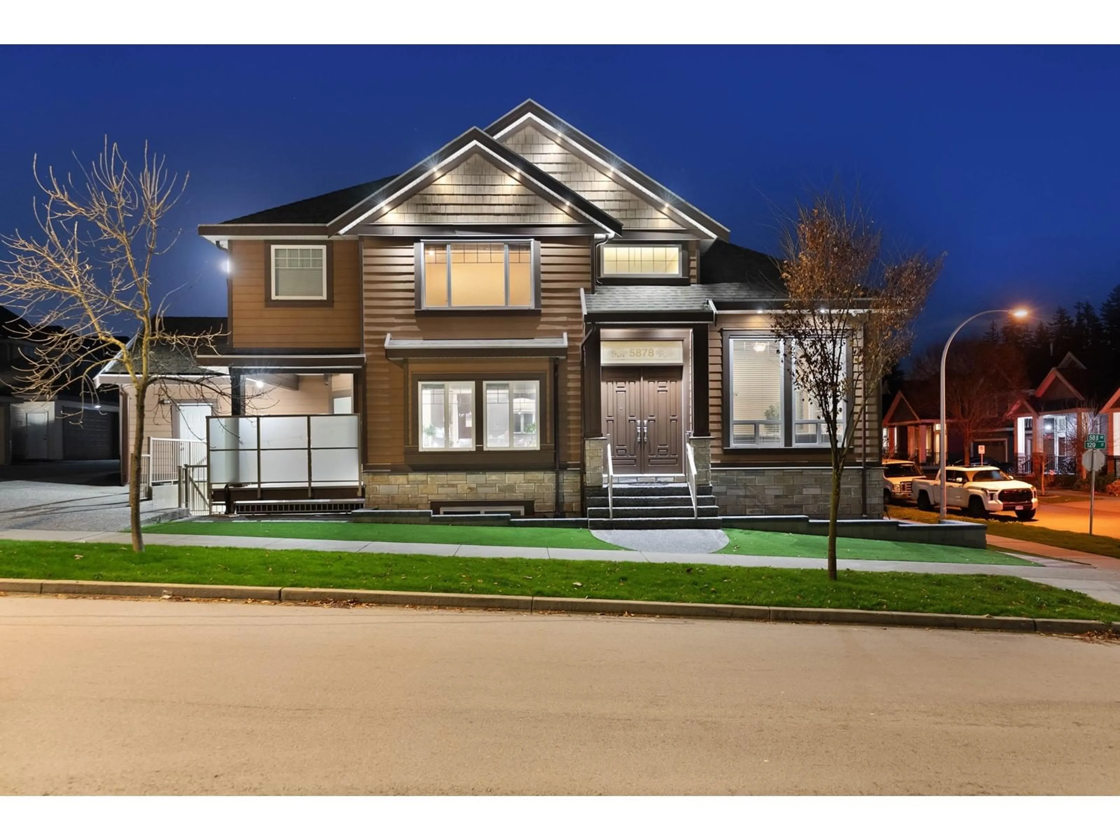Home with brick exterior material, street for 5878 129, Surrey British Columbia V3X0C7