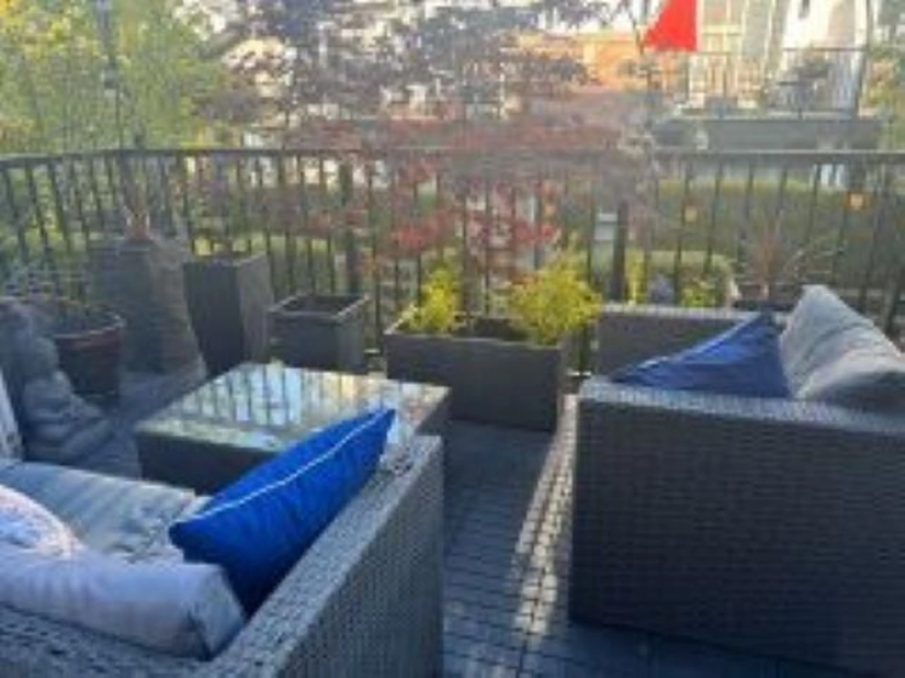 Patio, city buildings view from balcony for 2 - 2450 161A, Surrey British Columbia V3Z8K4