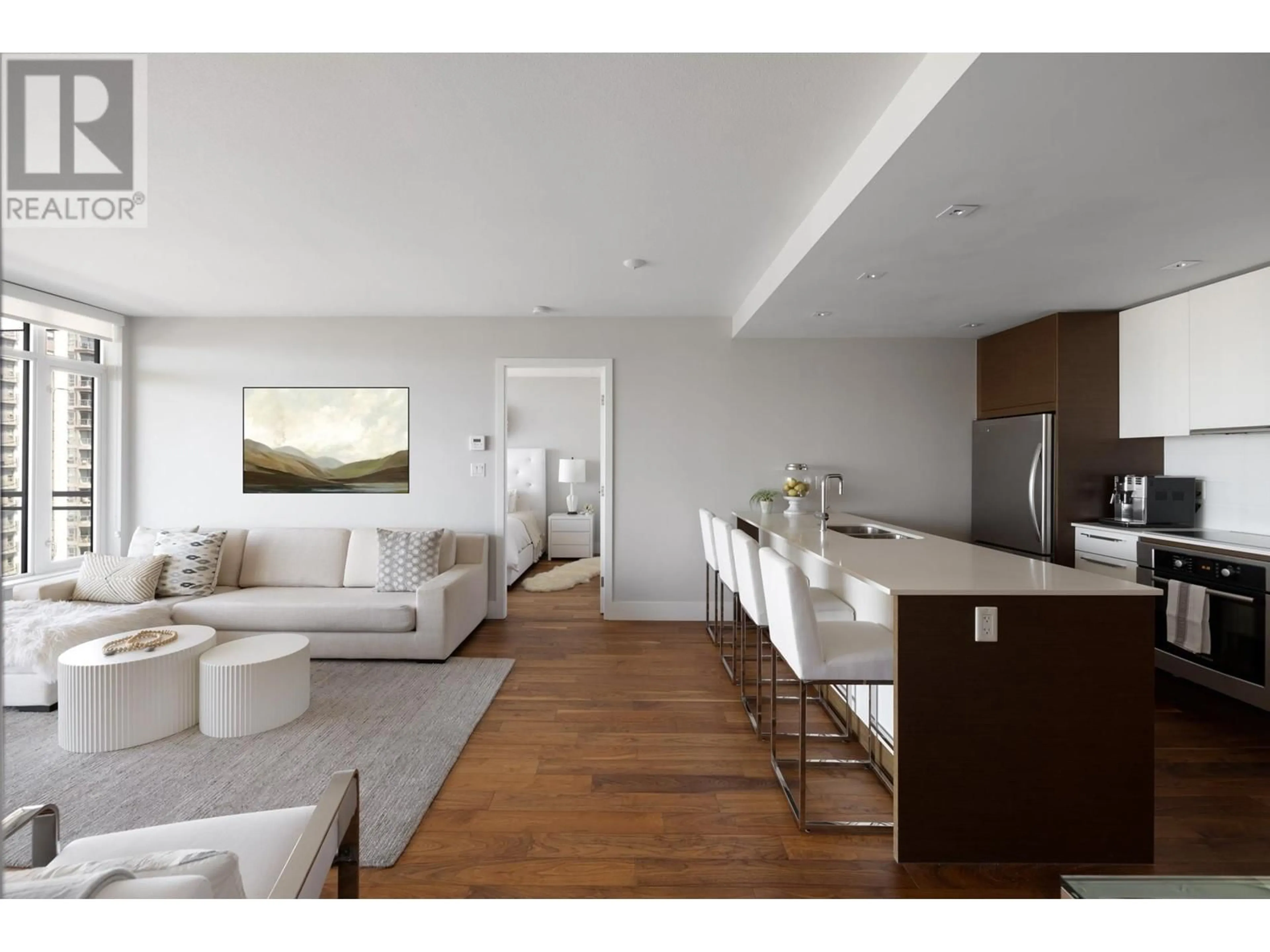 Open concept kitchen, wood/laminate floor for 1104 - 111 13TH STREET, North Vancouver British Columbia V7L0C7