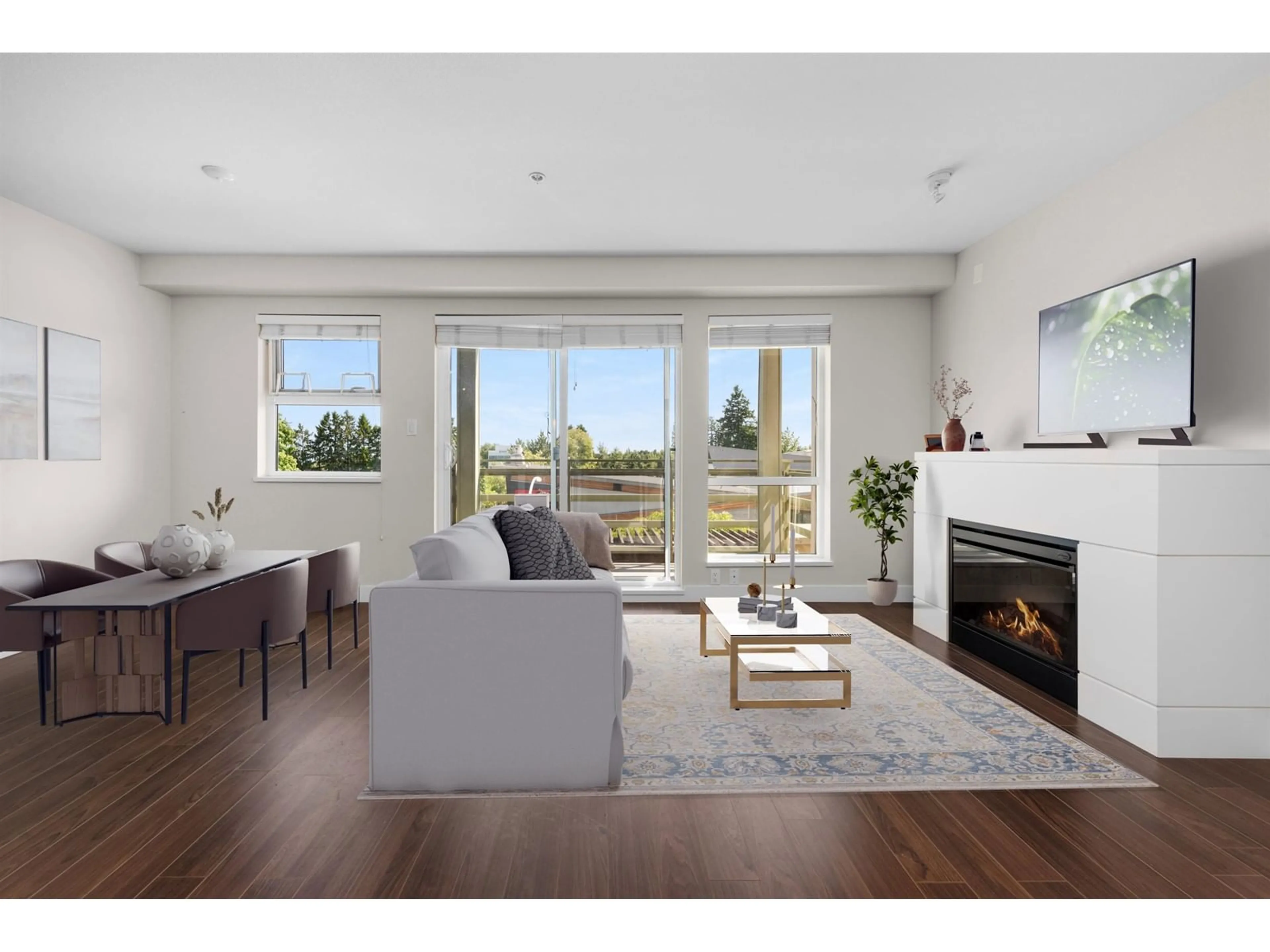 Living room with furniture, wood/laminate floor for 307 - 15795 CROYDON, Surrey British Columbia V3Z2L6