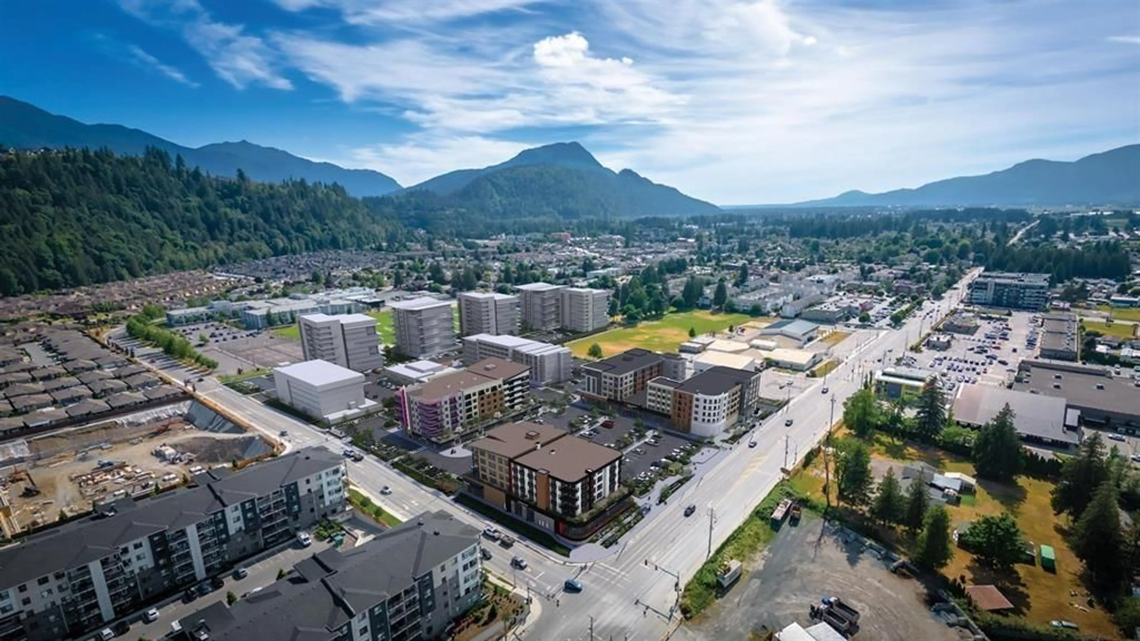 A pic from outside/outdoor area/front of a property/back of a property/a pic from drone, mountain view for 204 - 46195 THOMAS ROAD, Chilliwack British Columbia V2R6H3