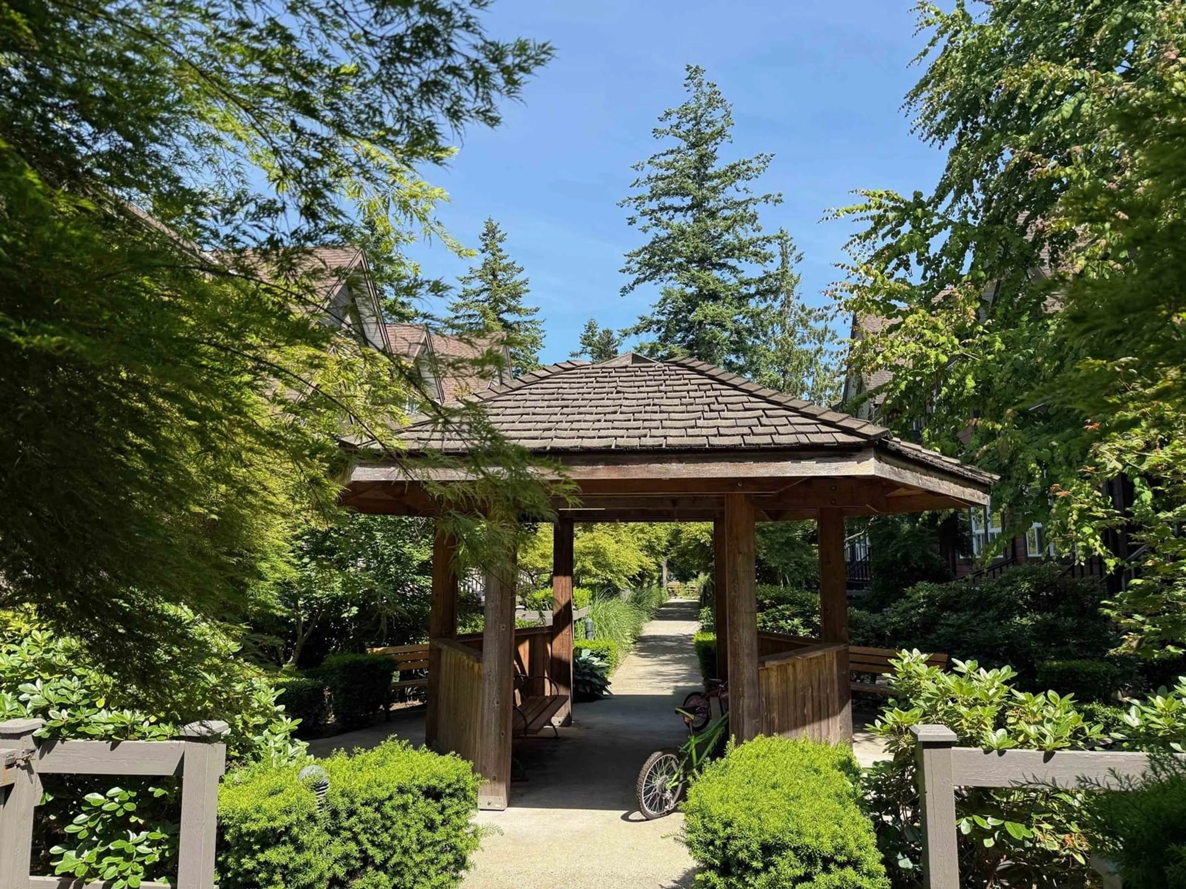 Patio, forest/trees view for 15 - 14877 60, Surrey British Columbia V3S1R8
