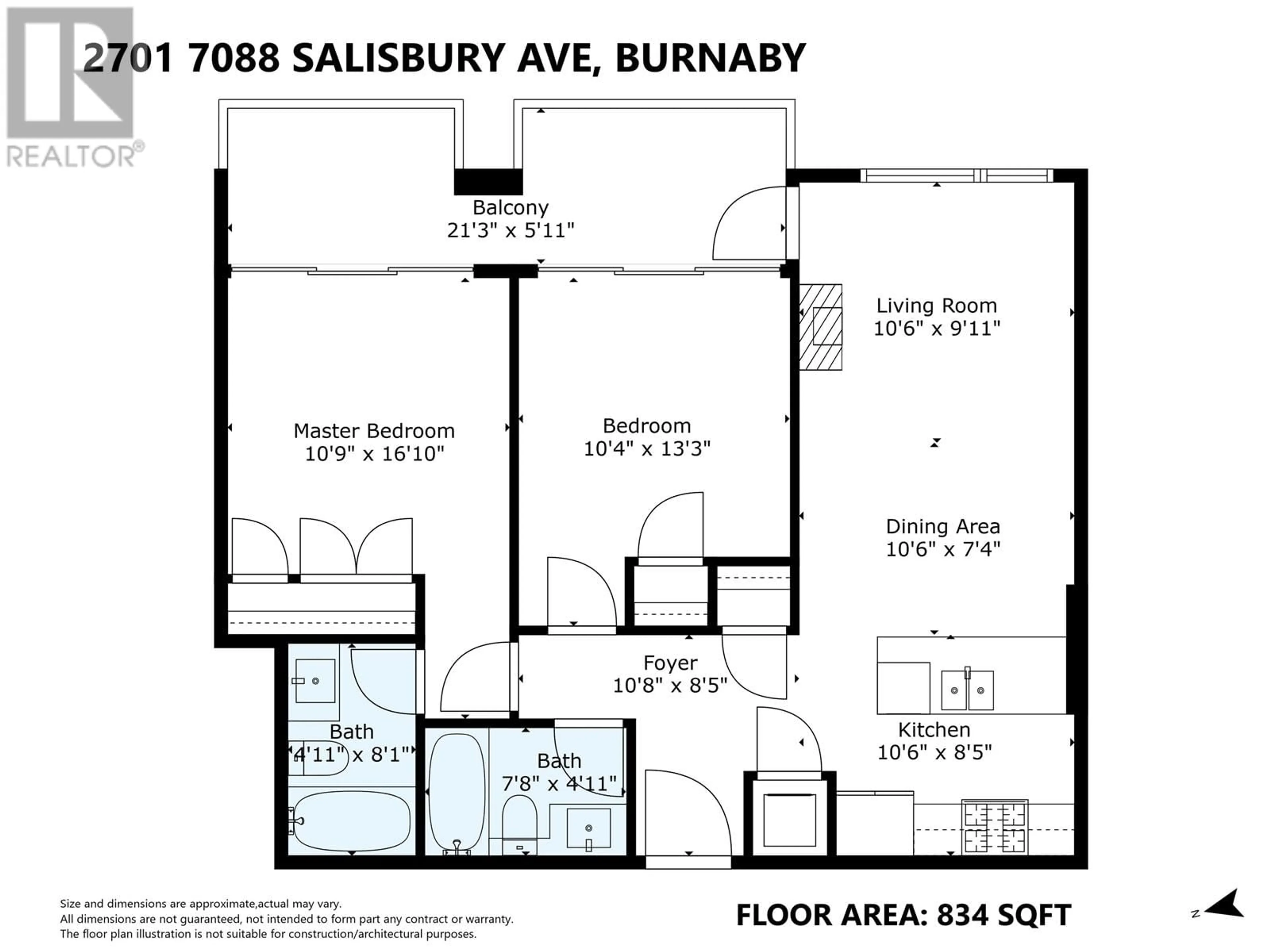 Floor plan for 2701 - 7088 SALISBURY AVENUE, Burnaby British Columbia V5E0A4