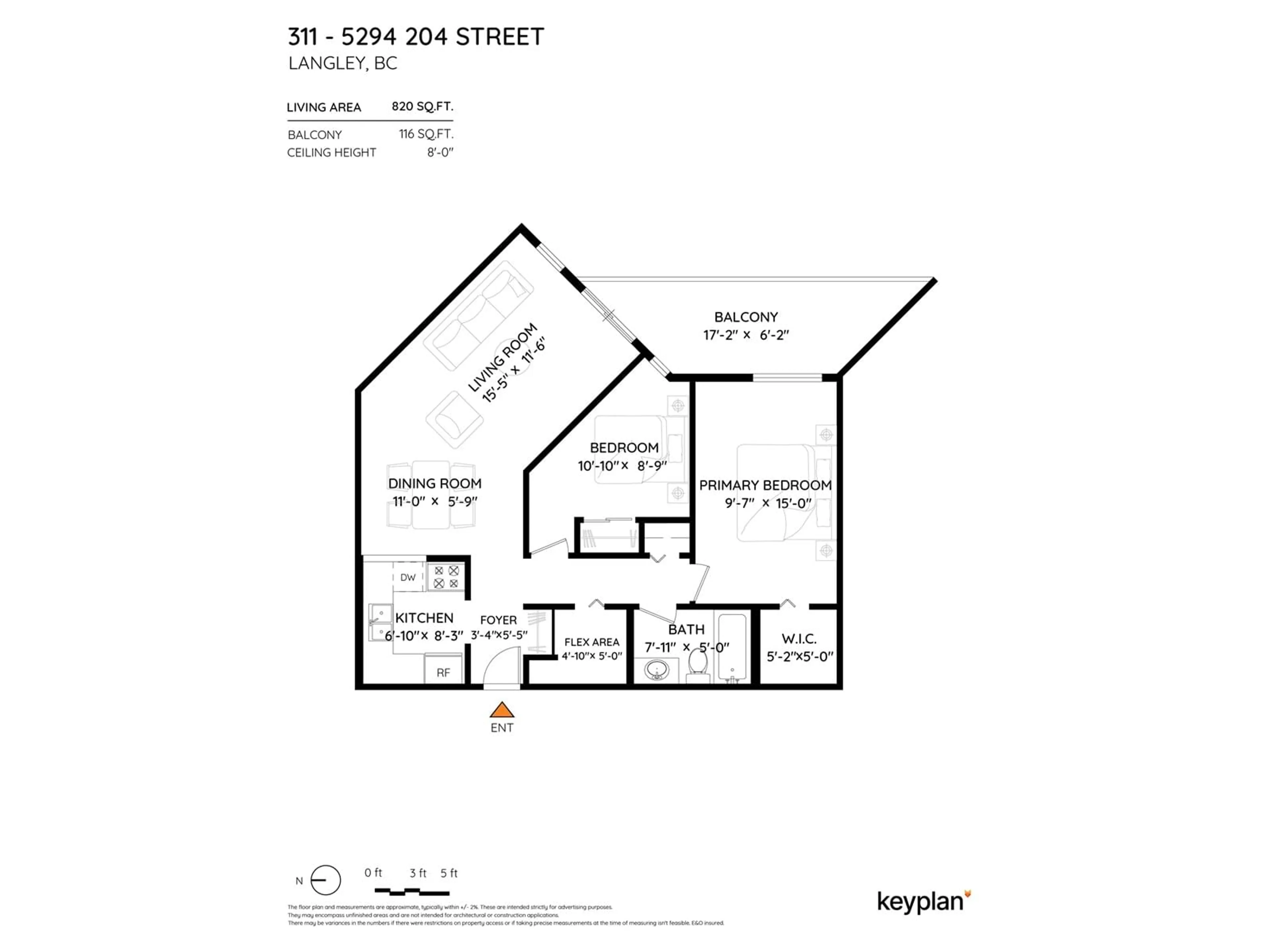Floor plan for 311 - 5294 204, Langley British Columbia V3A1Z1