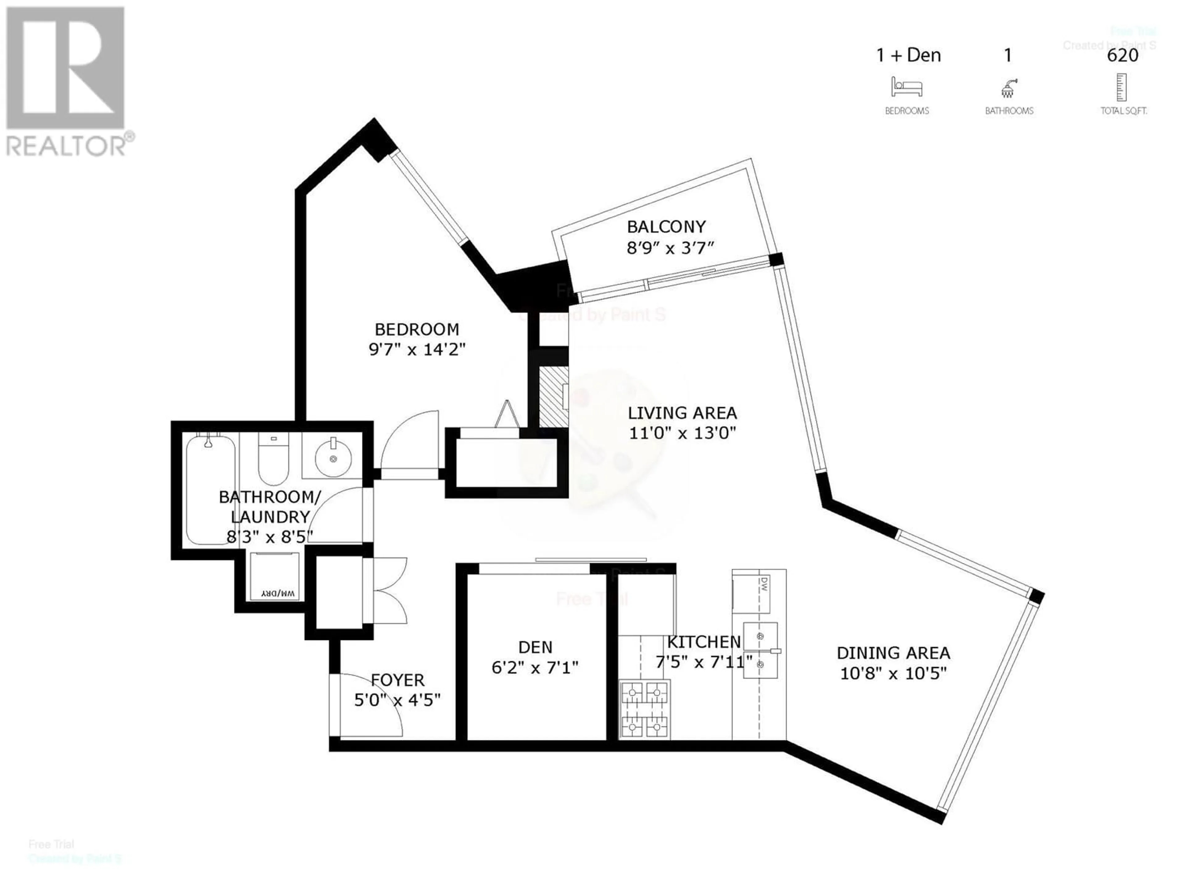Floor plan for 1109 - 501 PACIFIC STREET, Vancouver British Columbia V6Z2X6