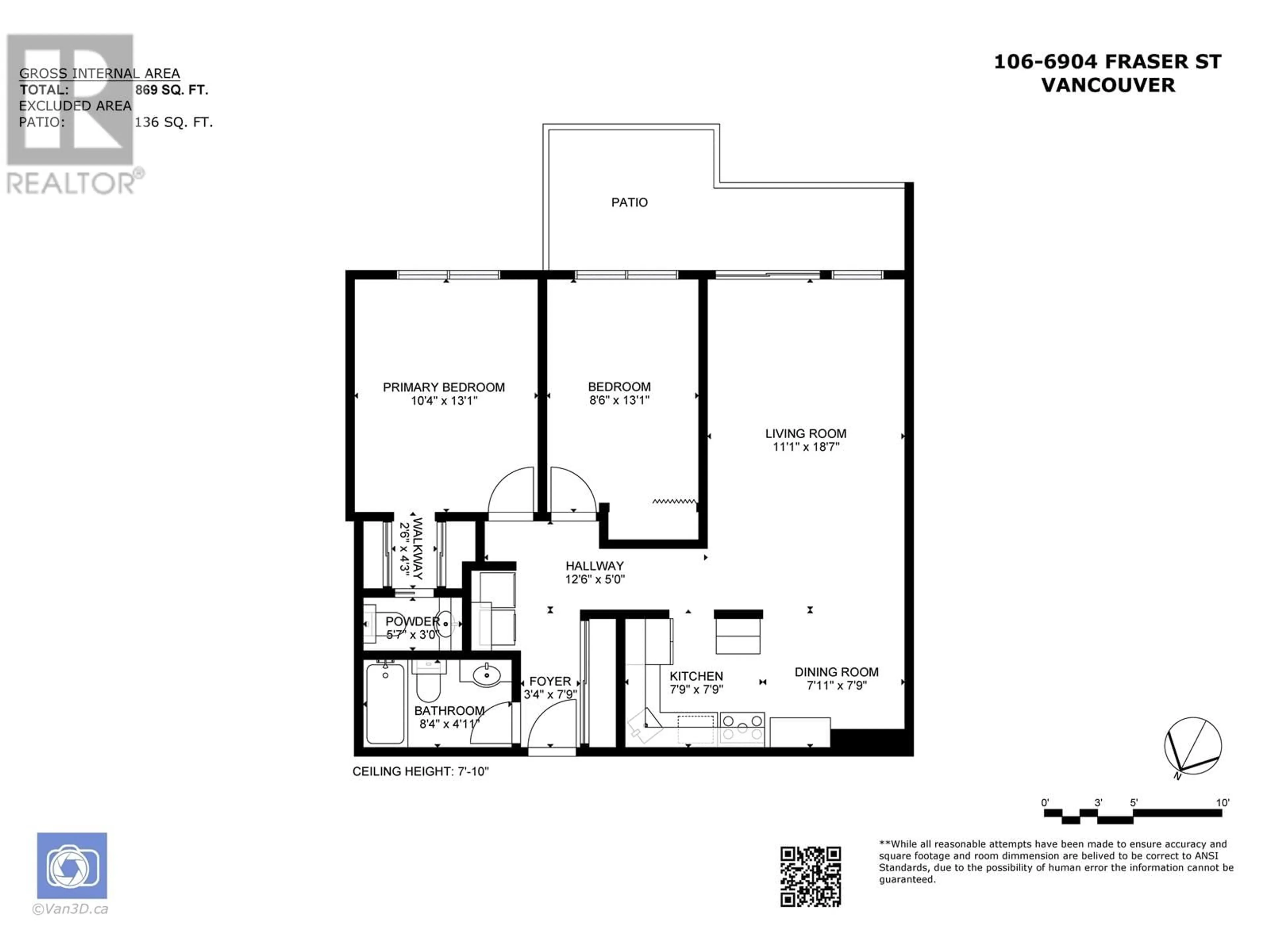 Floor plan for 106 - 6904 FRASER STREET, Vancouver British Columbia V5X3V2