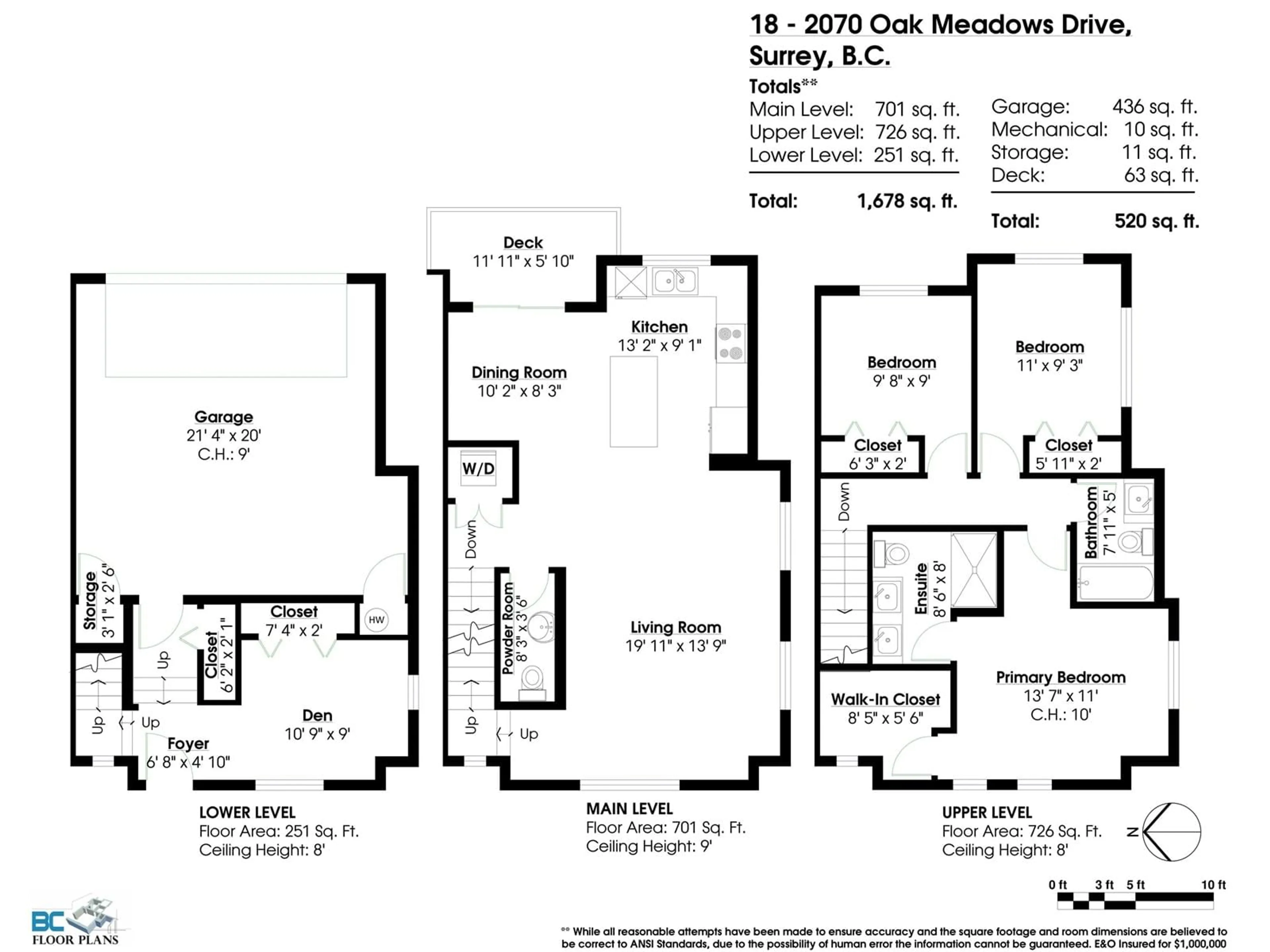 Floor plan for 18 - 2070 OAK MEADOWS, Surrey British Columbia V3Z1J1