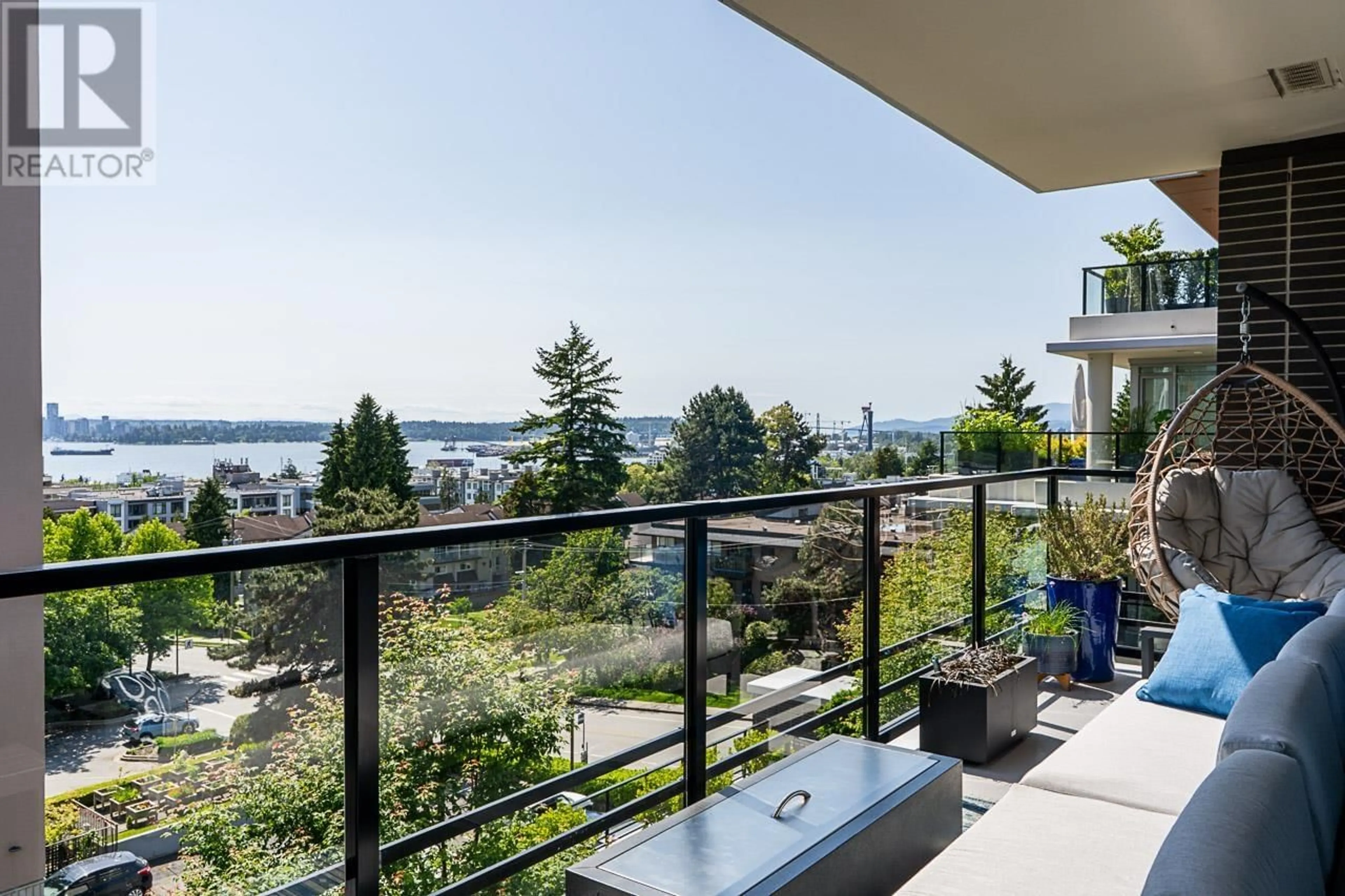 Balcony in the apartment, water/lake/river/ocean view for 408 - 177 3RD STREET, North Vancouver British Columbia V7M0G5