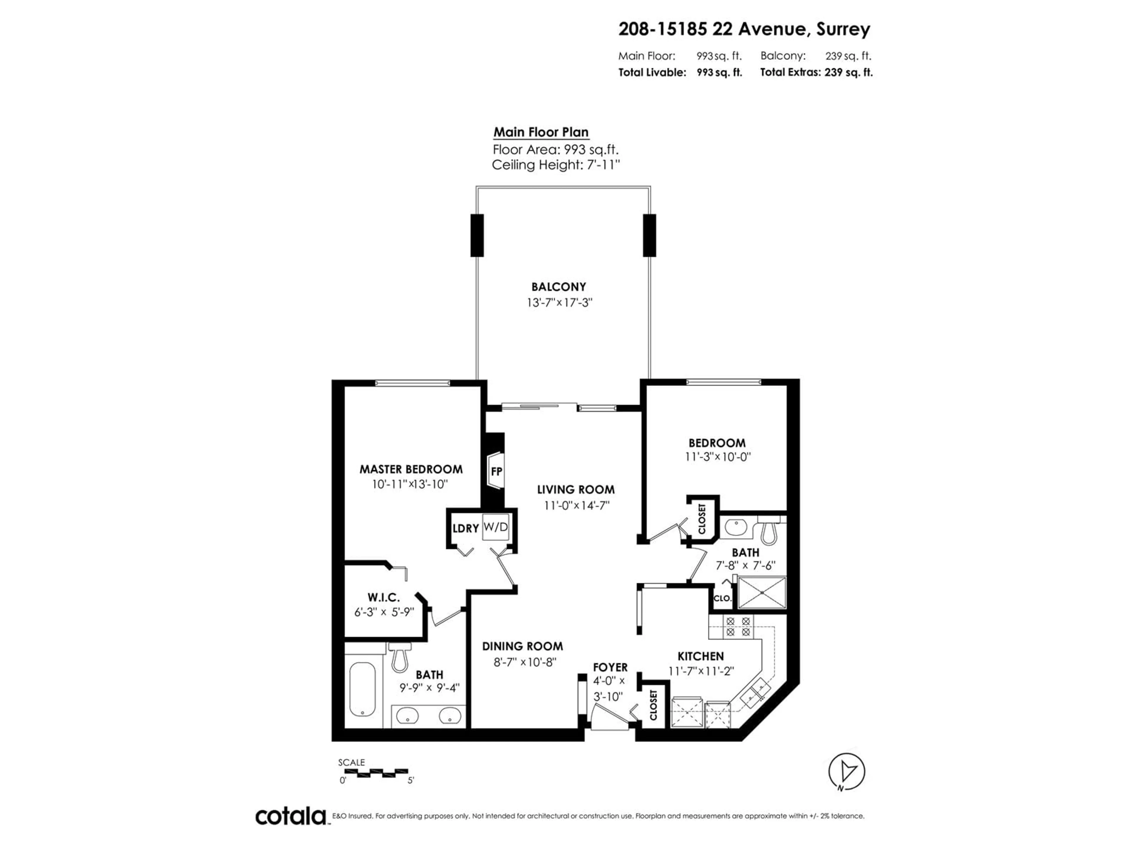 Floor plan for 208 - 15185 22, Surrey British Columbia V4A9T4