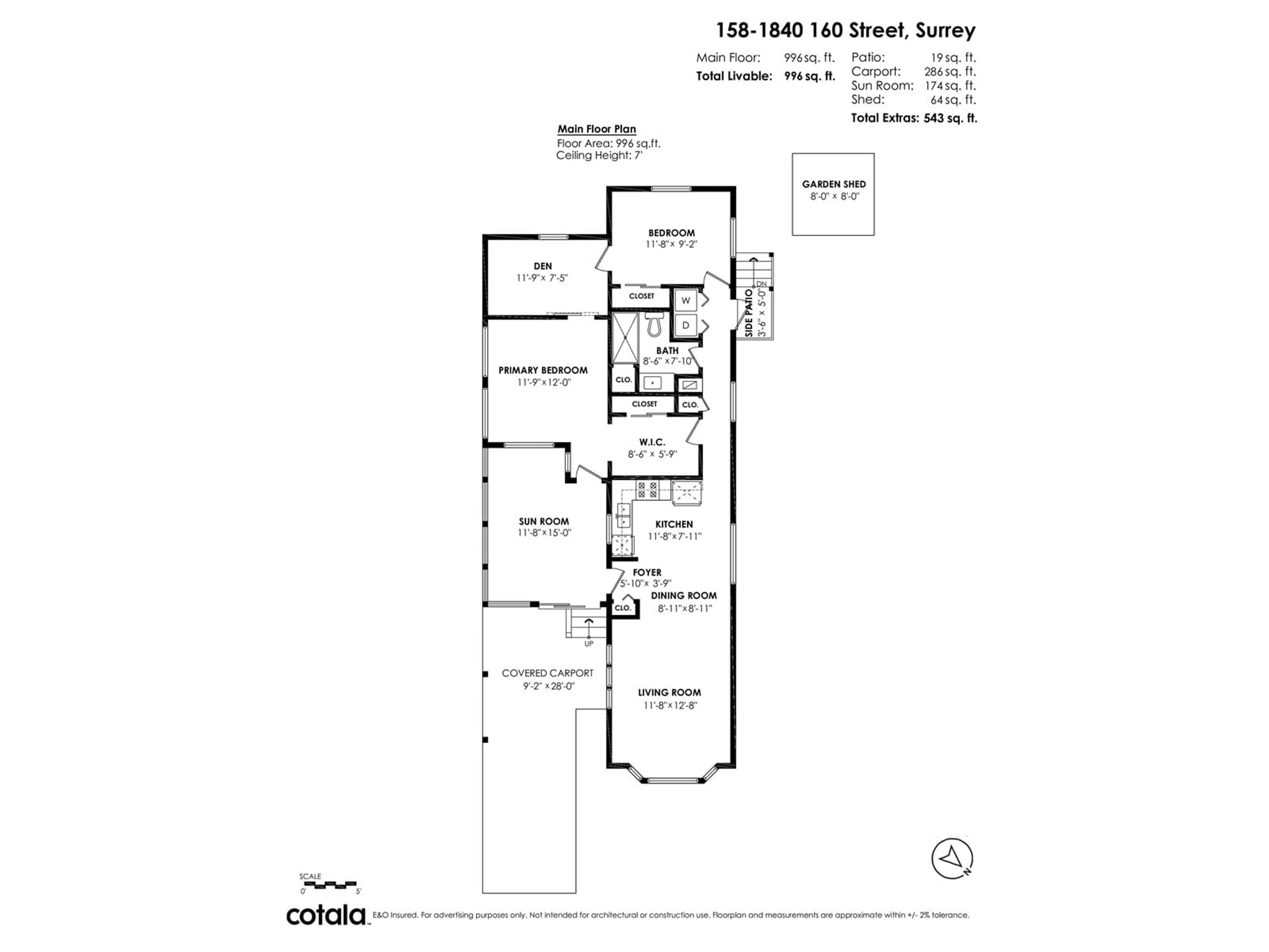 Floor plan for 158 - 1840 160, Surrey British Columbia V4A4X4