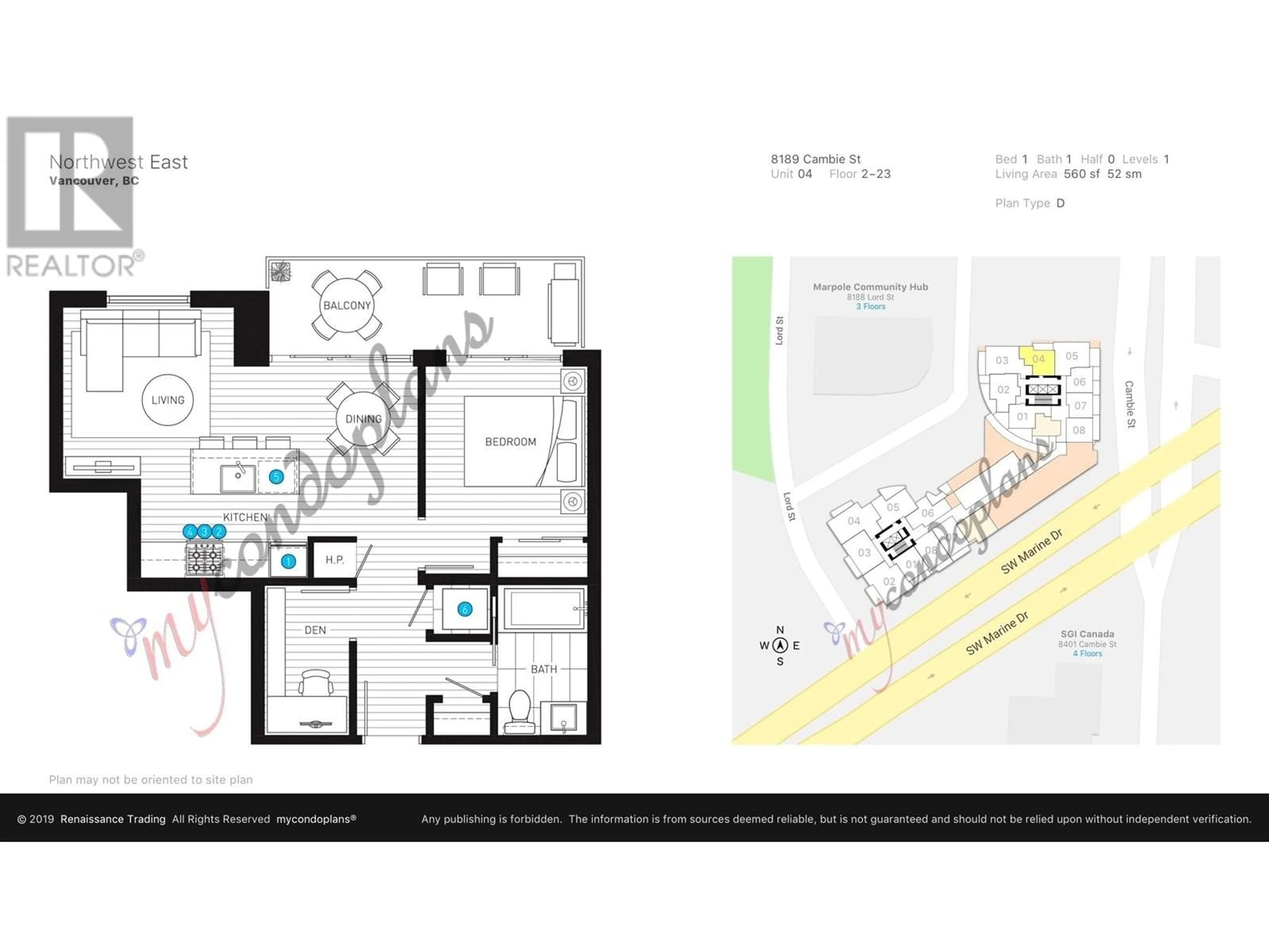 Floor plan for 904 - 8189 CAMBIE STREET, Vancouver British Columbia V6P0G6