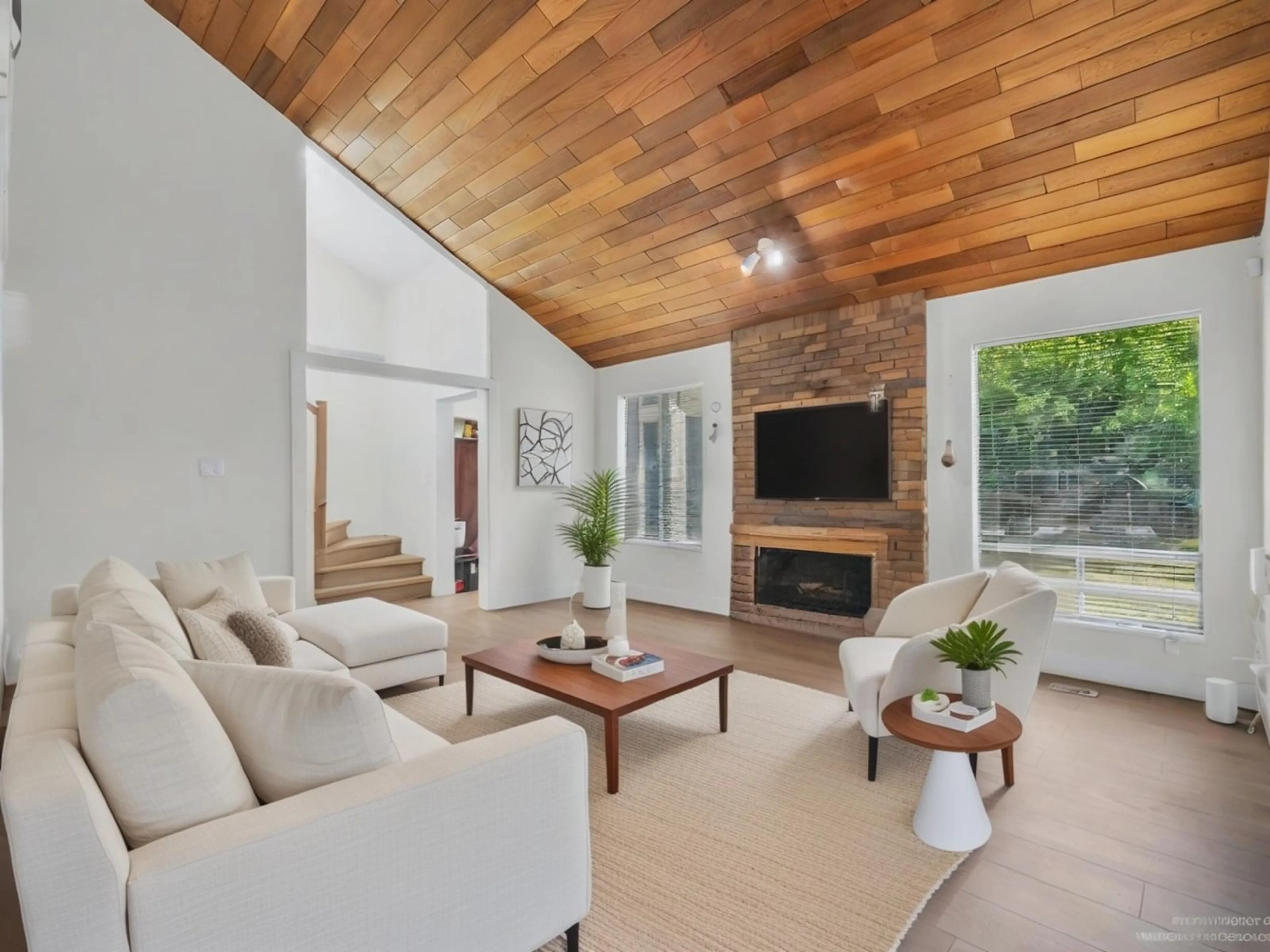 Living room with furniture, wood/laminate floor for 6497 131A, Surrey British Columbia V3W7P4