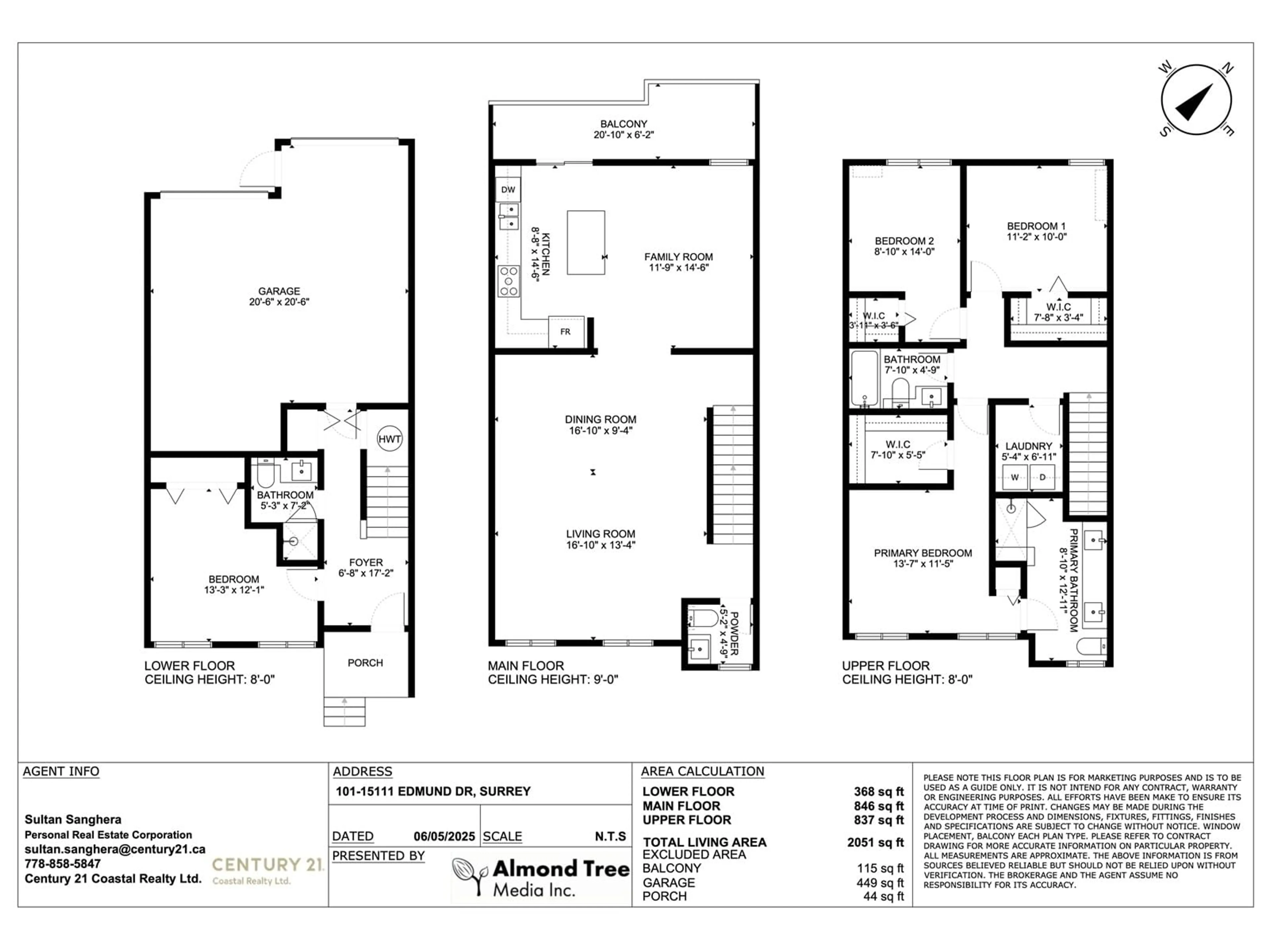 Floor plan for 101 - 15111 EDMUND, Surrey British Columbia V3S0A5