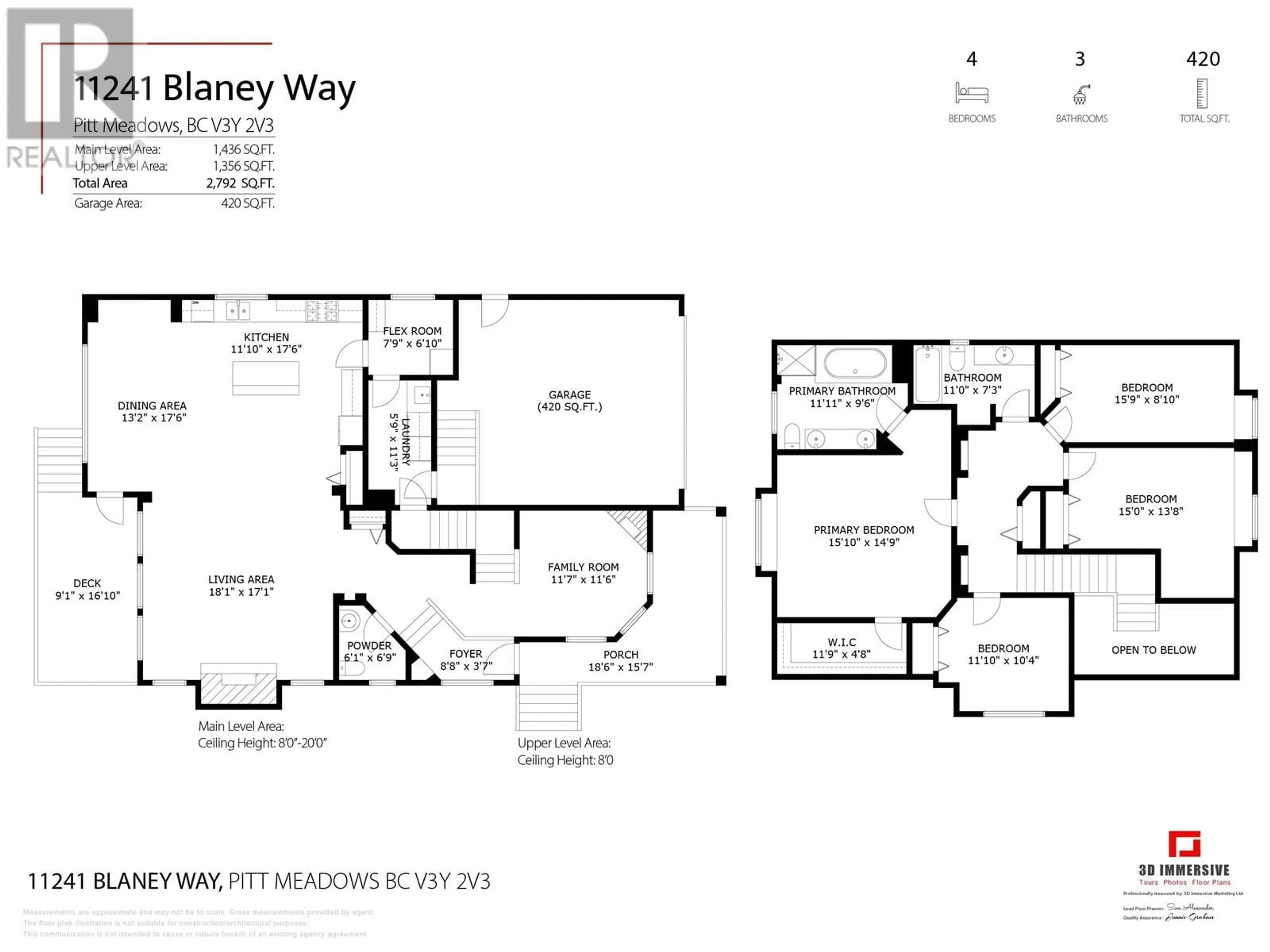 Floor plan for 11241 BLANEY WAY, Pitt Meadows British Columbia V3Y2V3