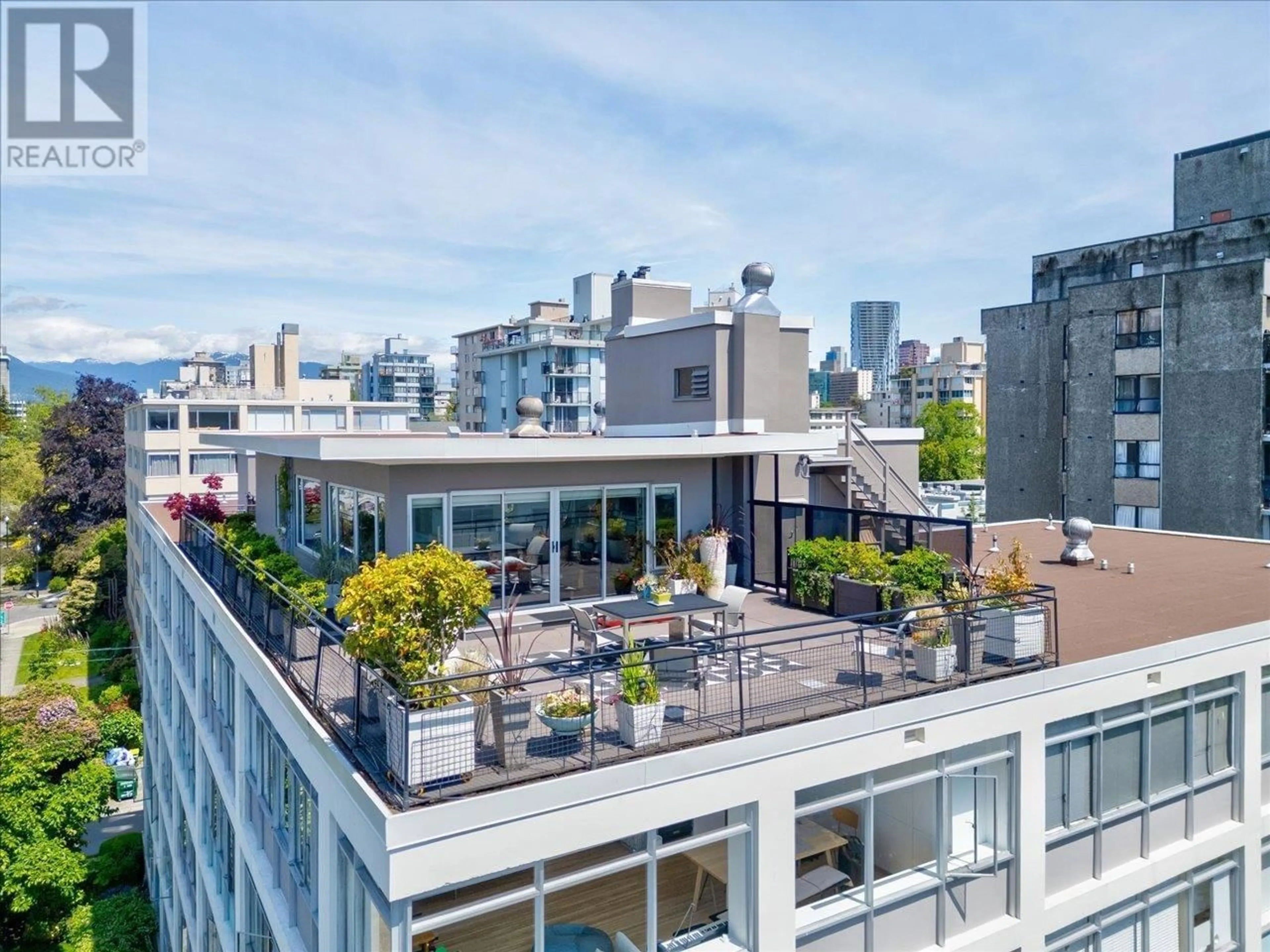 Patio, city buildings view from balcony for 601 - 1975 PENDRELL STREET, Vancouver British Columbia V6G1T6
