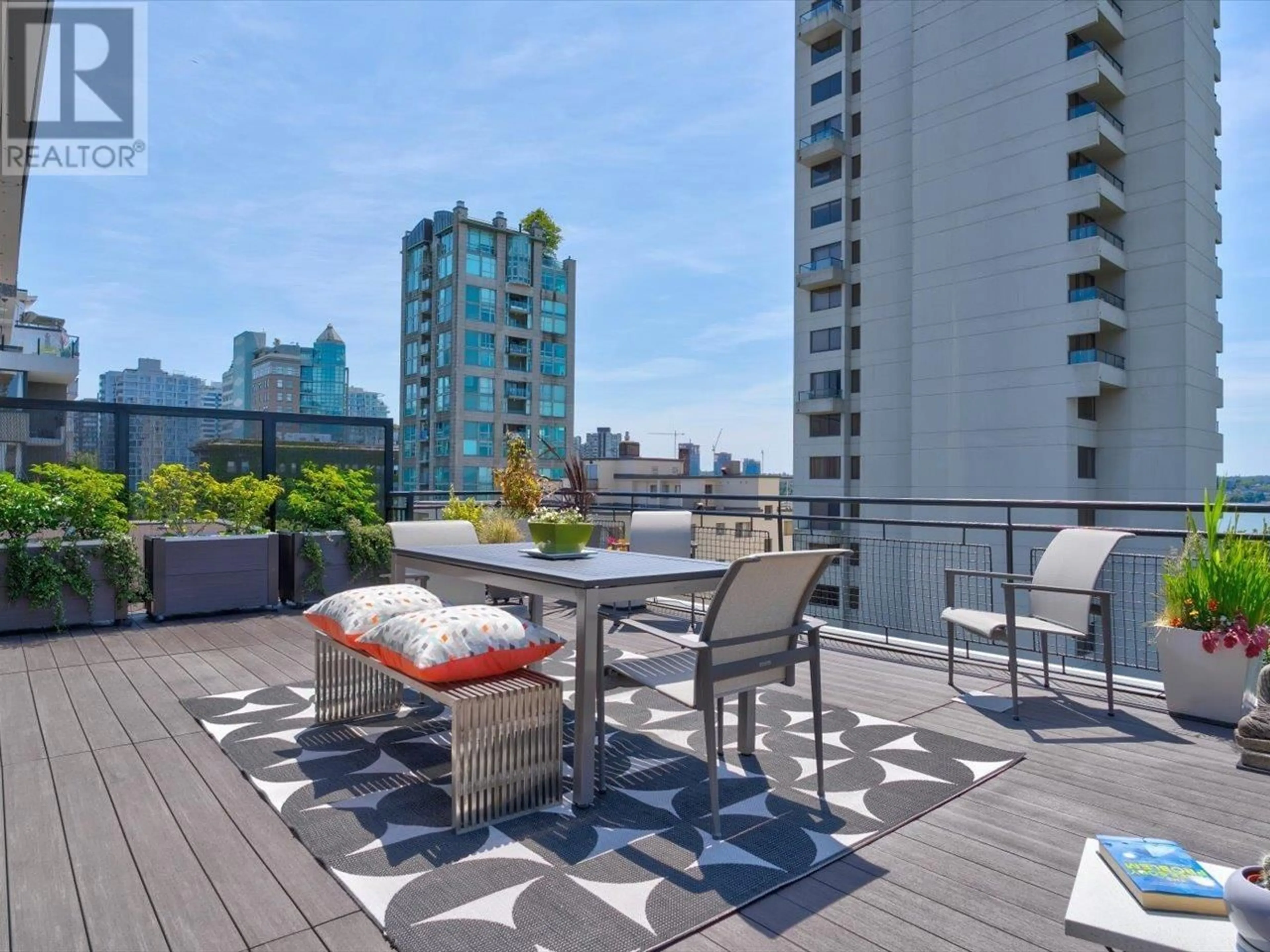 Patio, city buildings view from balcony for 601 - 1975 PENDRELL STREET, Vancouver British Columbia V6G1T6