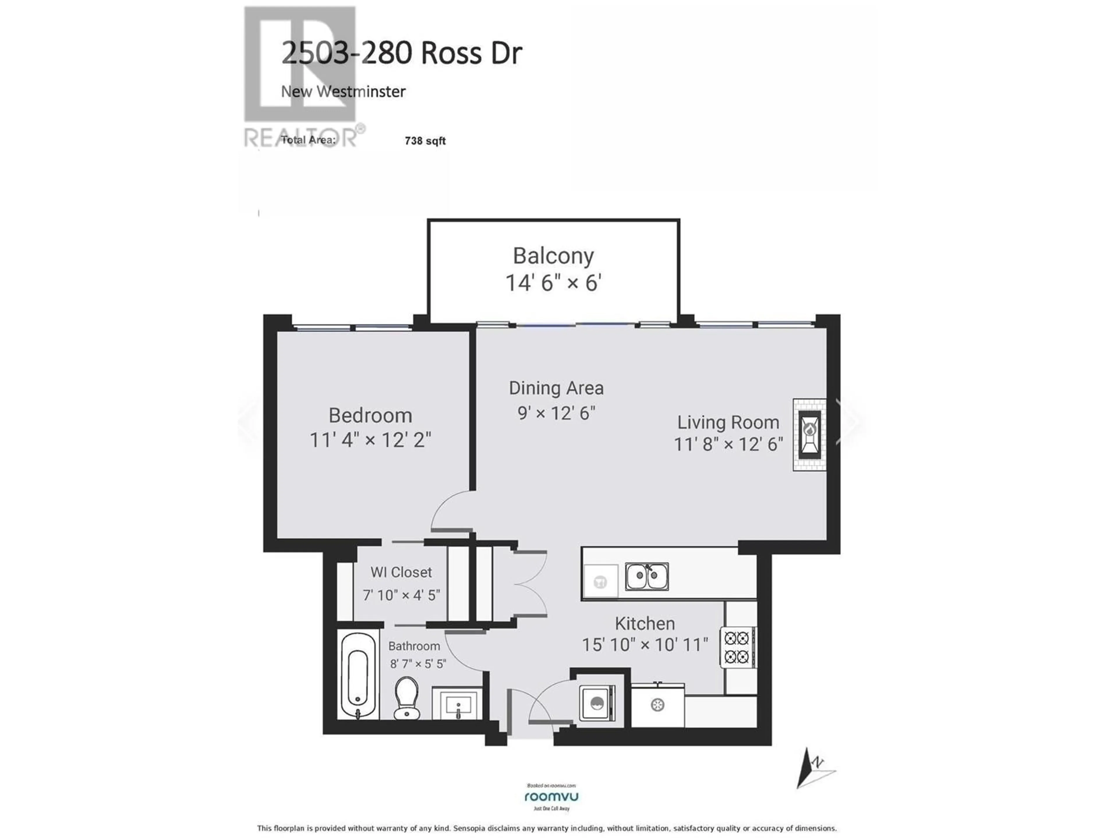 Floor plan for 2503 - 280 ROSS DRIVE, New Westminster British Columbia V3L0C2